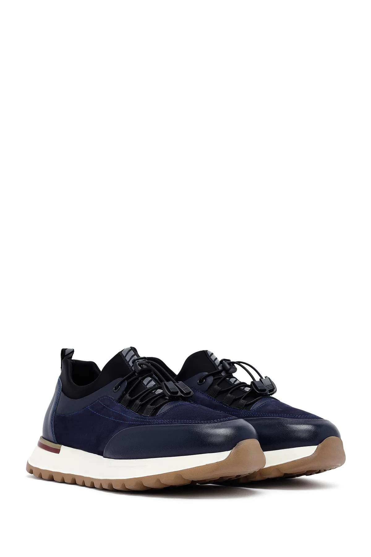 Erkek Lacivert Bağcıklı Deri Sneaker - Image 3