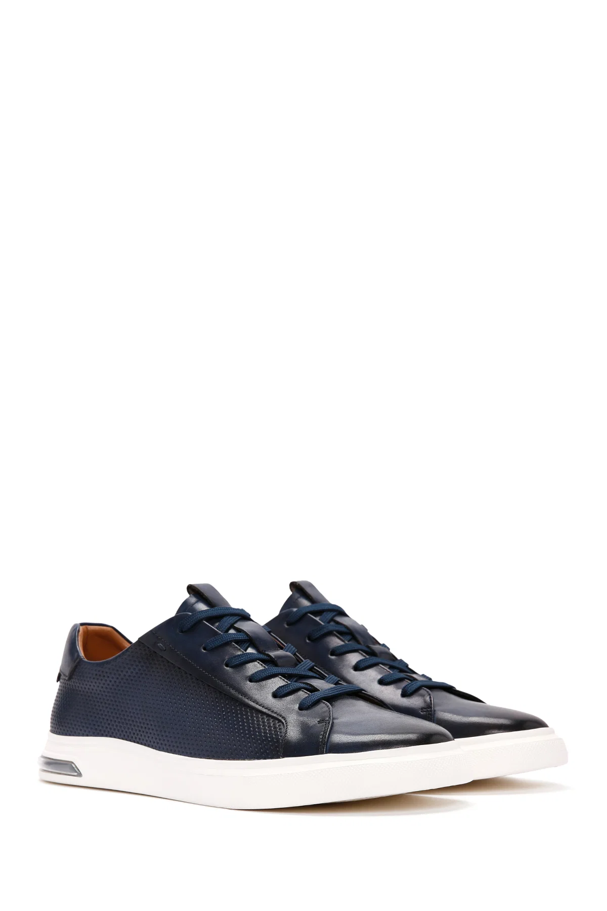 Erkek Lacivert Bağcıklı Deri Sneaker - Image 3