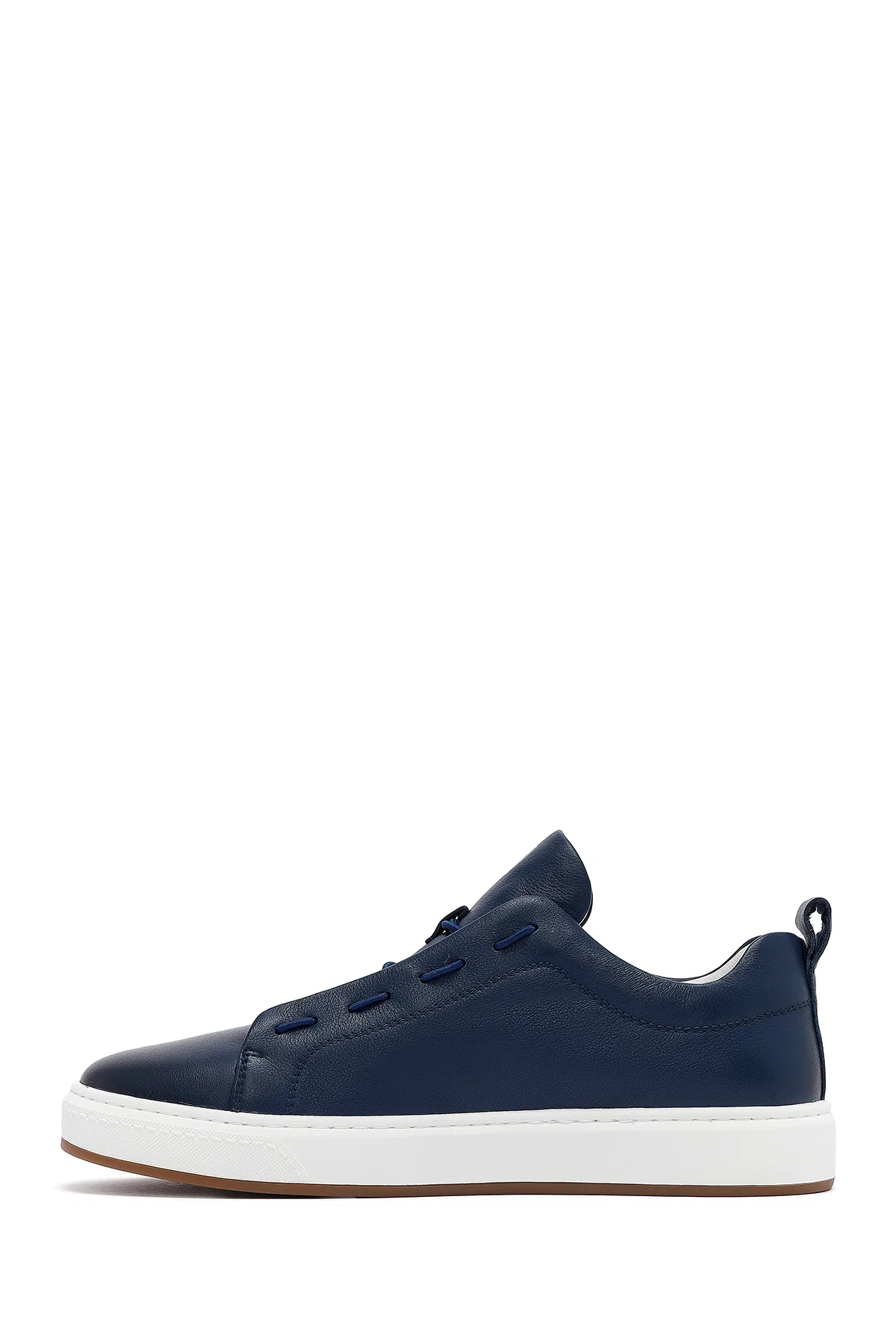 Erkek Lacivert Bağcıklı Deri Sneaker - Image 2
