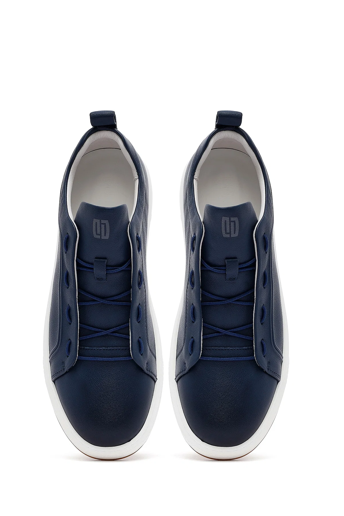 Erkek Lacivert Bağcıklı Deri Sneaker - Image 7