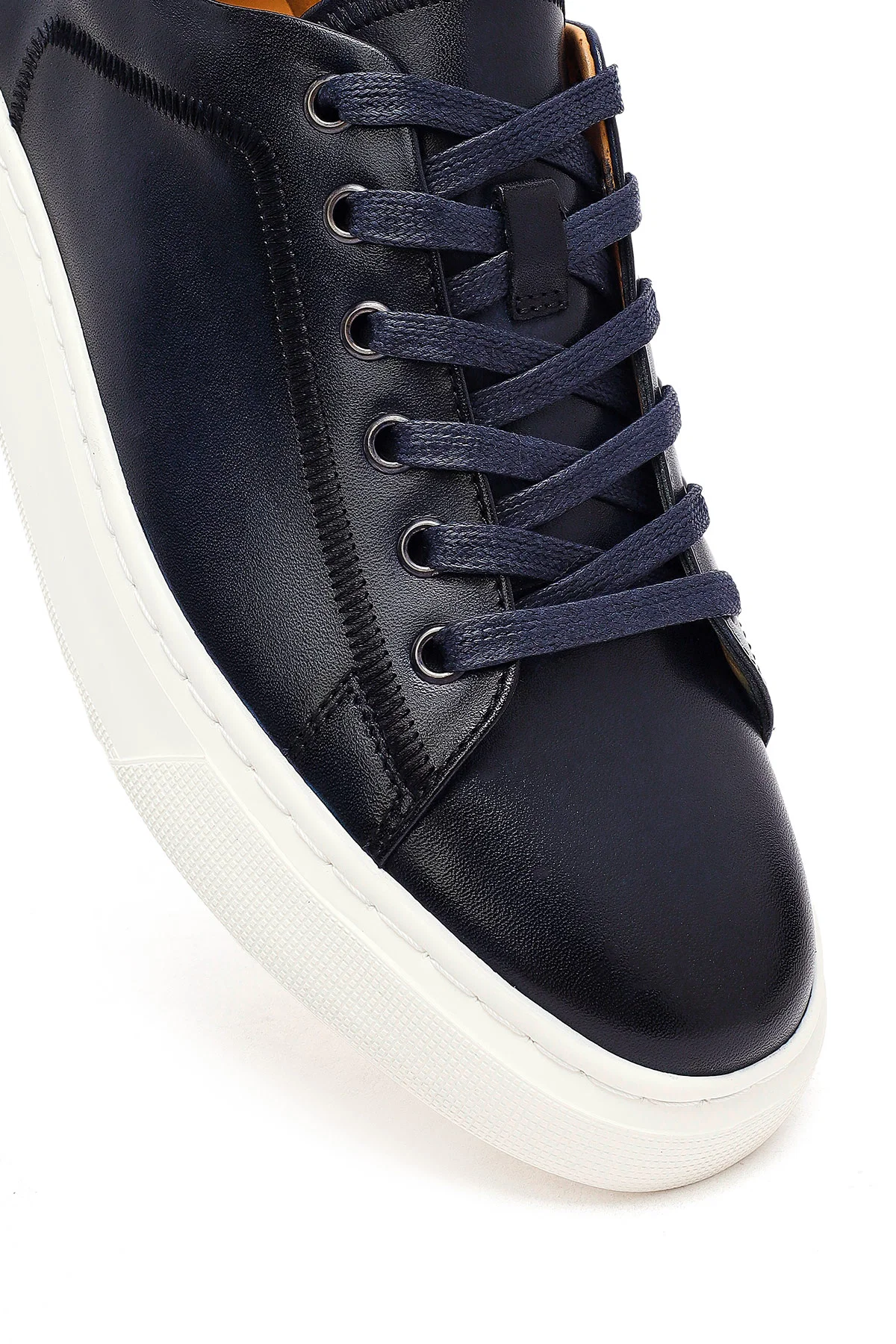 Erkek Lacivert Bağcıklı Deri Sneaker - Image 10