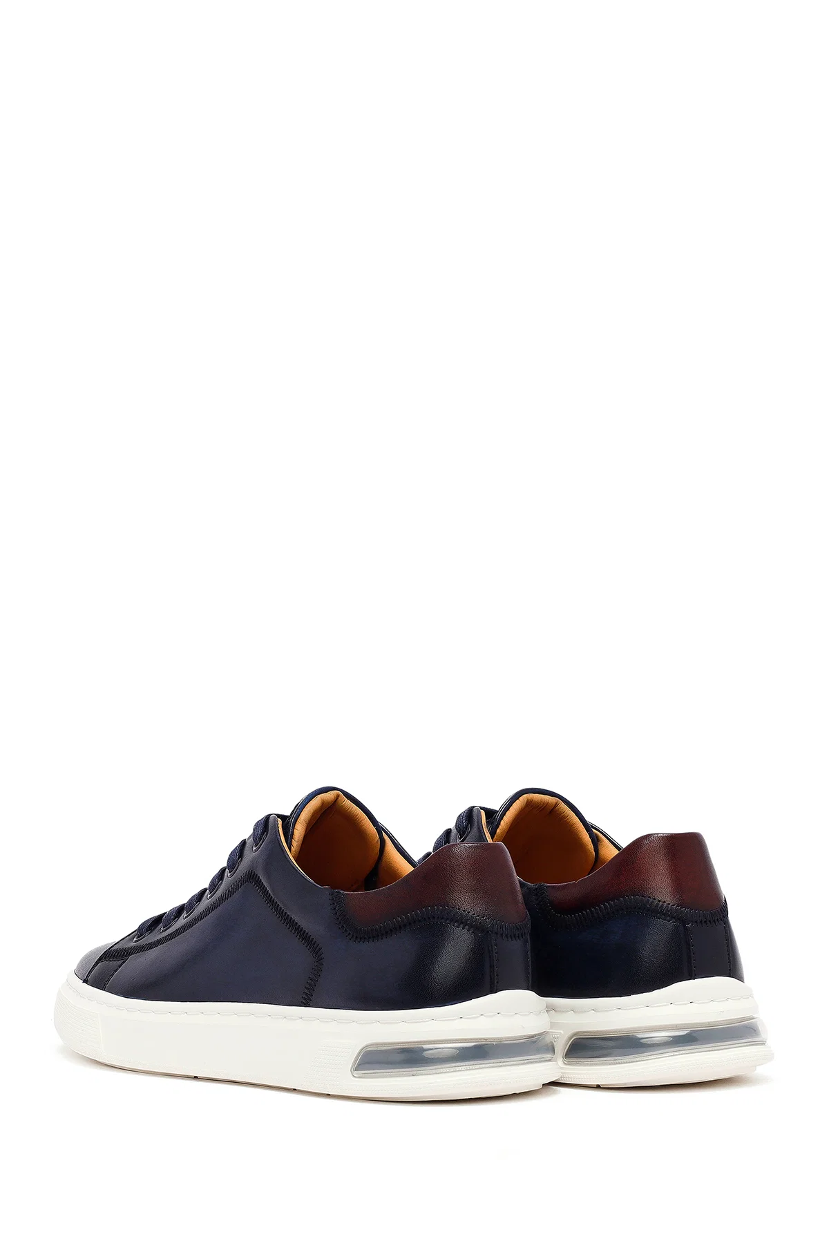 Erkek Lacivert Bağcıklı Deri Sneaker - Image 5