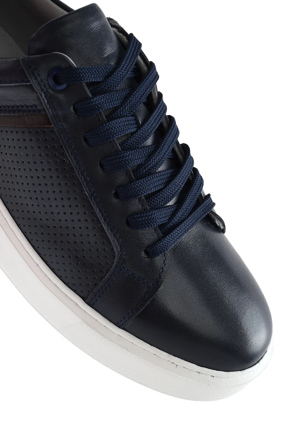 Erkek Lacivert Bağcıklı Deri Sneaker - Image 10