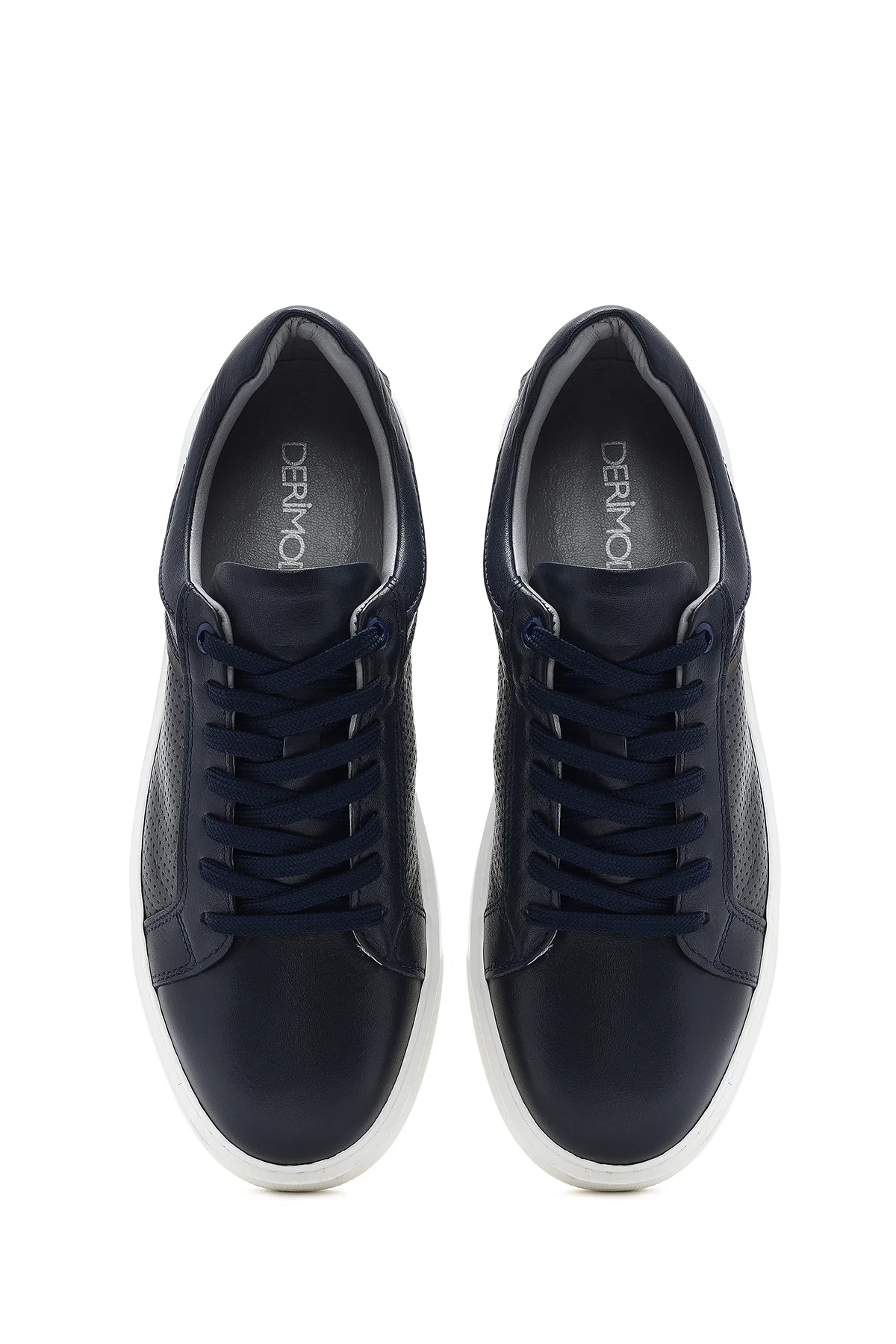 Erkek Lacivert Bağcıklı Deri Sneaker - Image 7