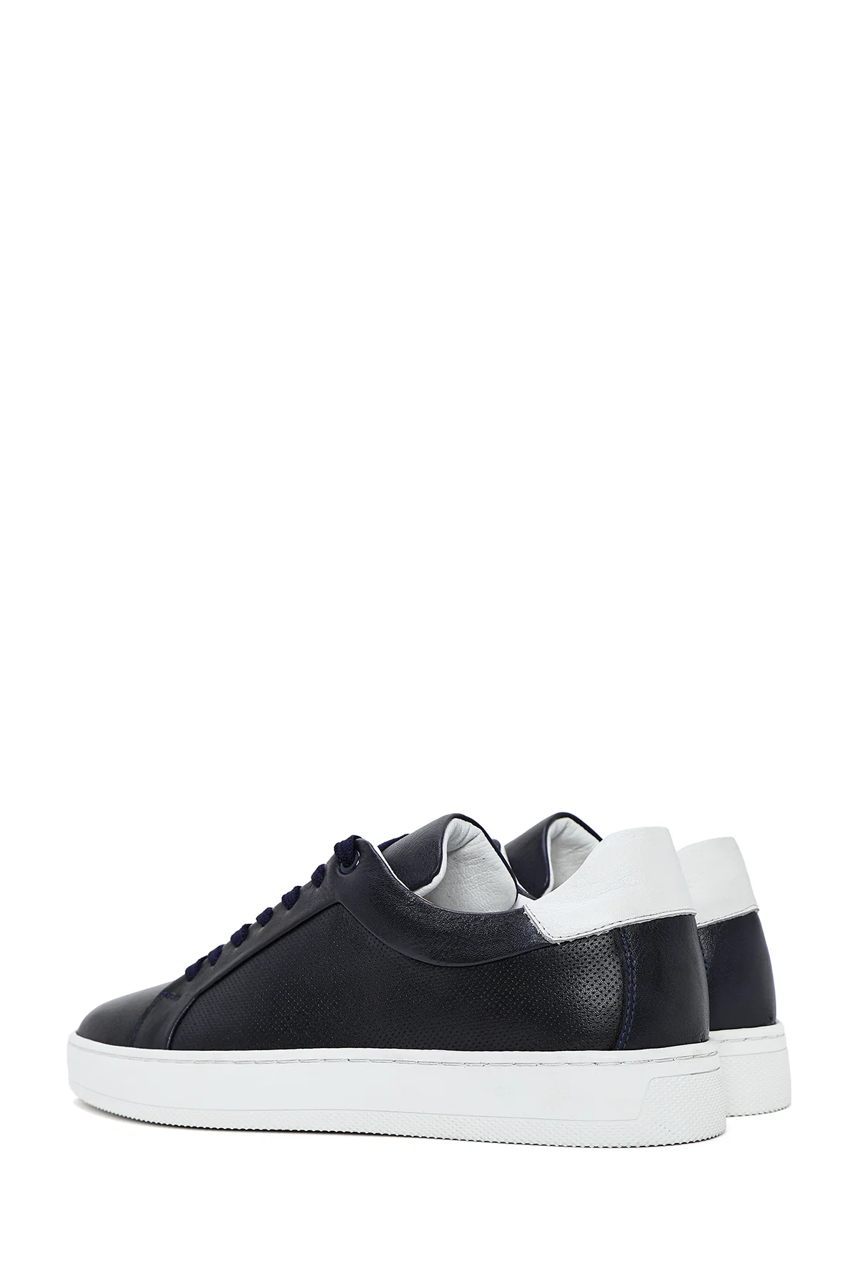 Erkek Lacivert Bağcıklı Deri Sneaker - Image 5