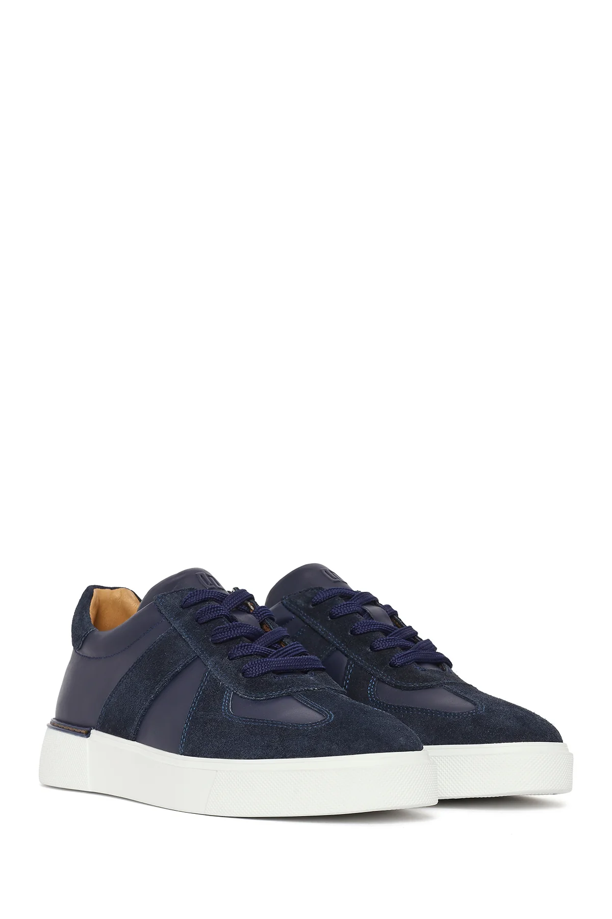 Erkek Lacivert Bağcıklı Deri Sneaker - Image 2
