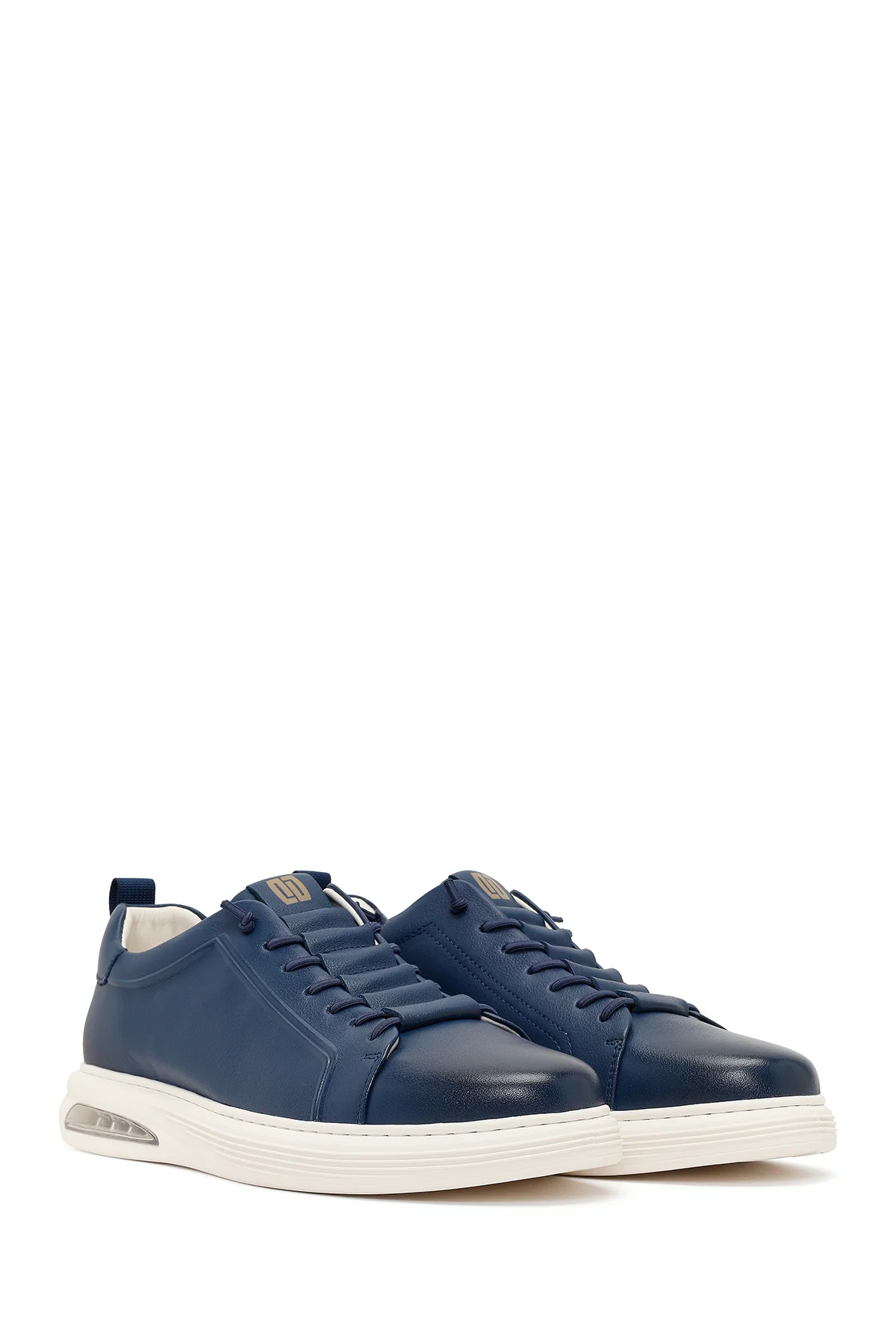Erkek Lacivert Bağcıklı Deri Sneaker - Image 2