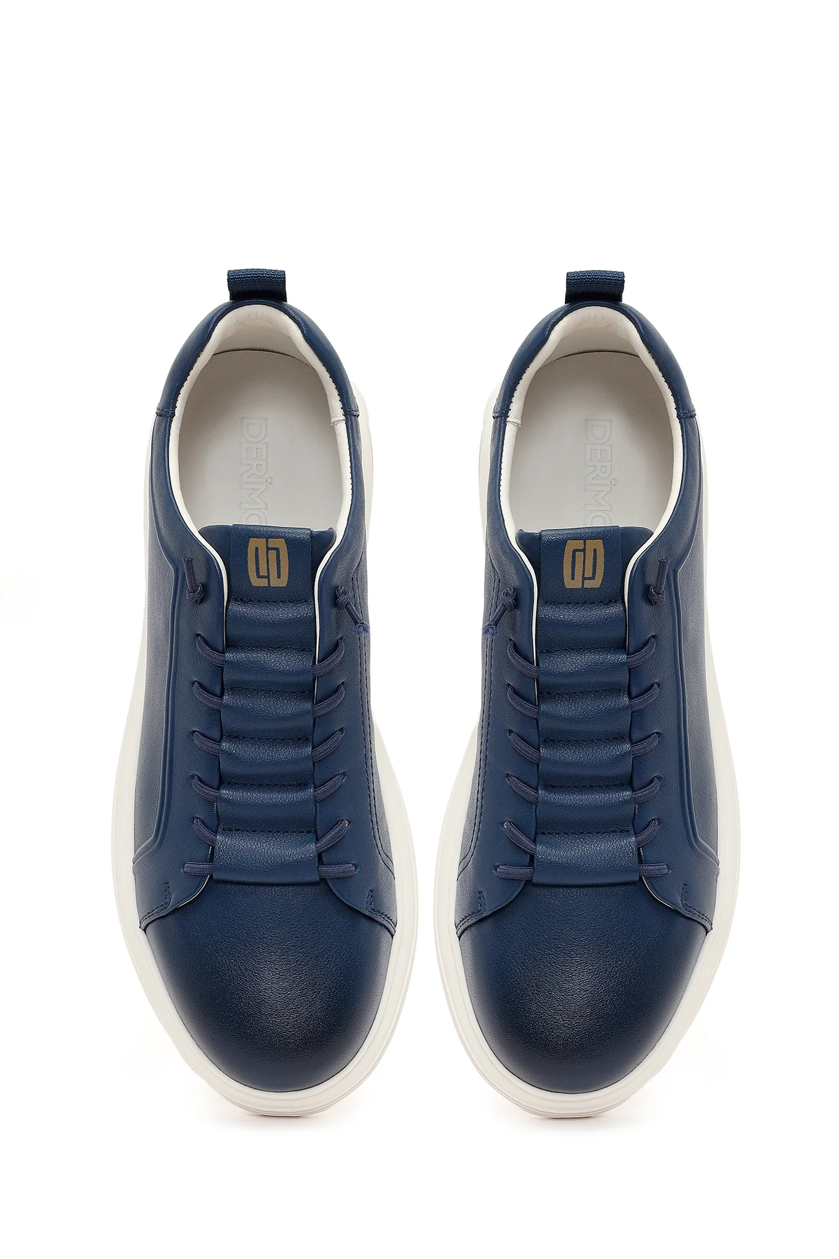 Erkek Lacivert Bağcıklı Deri Sneaker - Image 4