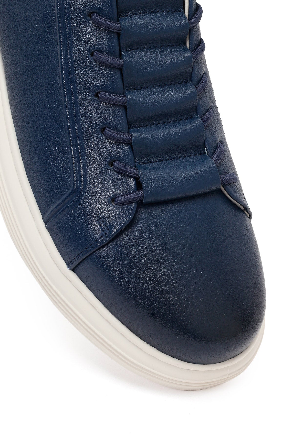 Erkek Lacivert Bağcıklı Deri Sneaker - Image 9