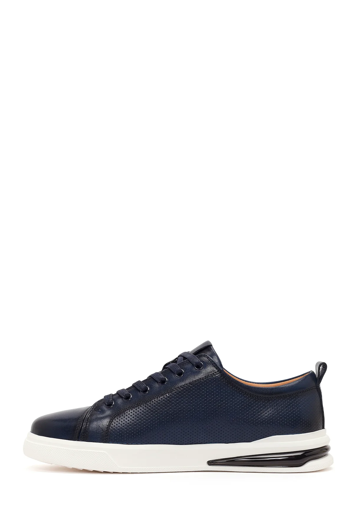 Erkek Lacivert Bağcıklı Deri Sneaker - Image 3