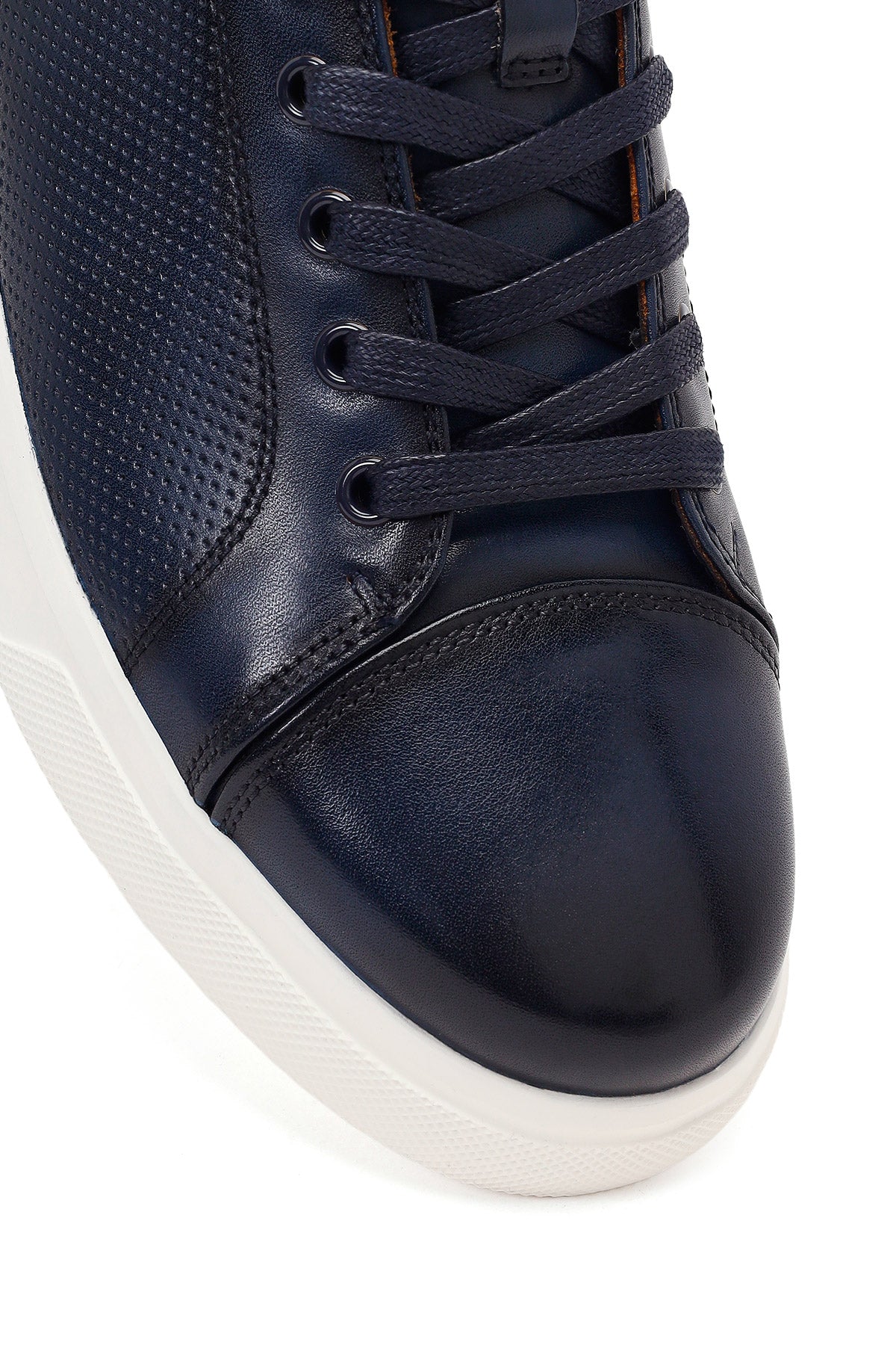 Erkek Lacivert Bağcıklı Deri Sneaker - Image 9