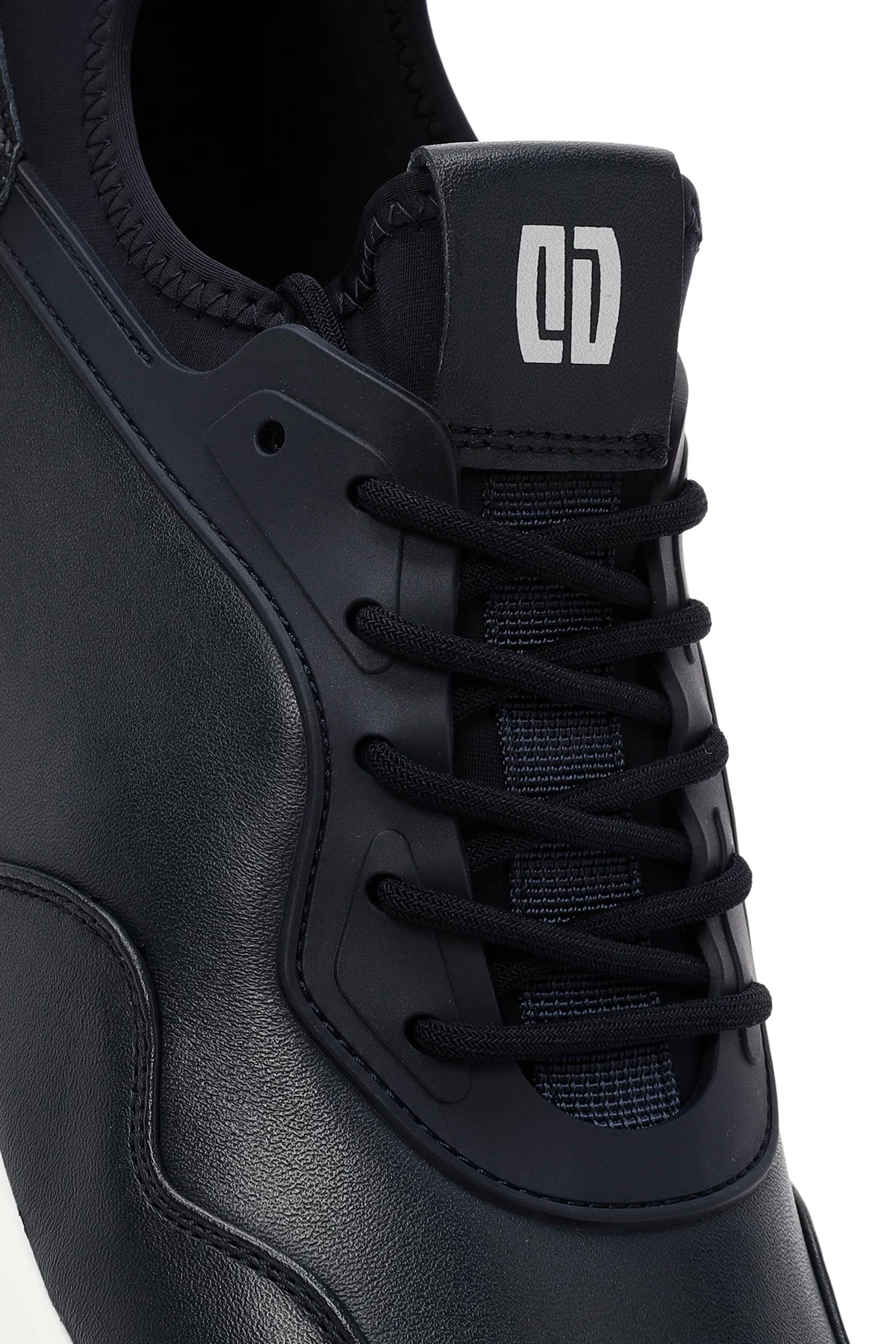 Erkek Lacivert Bağcıklı Kalın Tabanlı Deri Casual Sneaker - Image 10