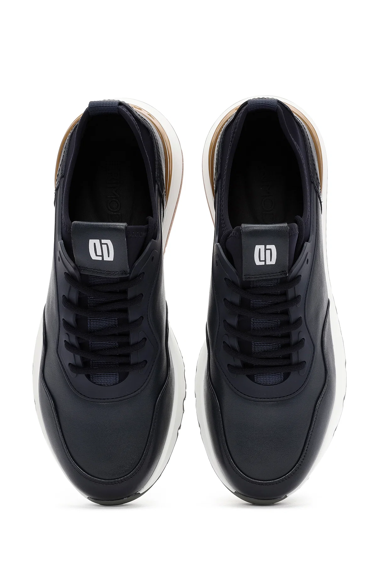 Erkek Lacivert Bağcıklı Kalın Tabanlı Deri Casual Sneaker - Image 7