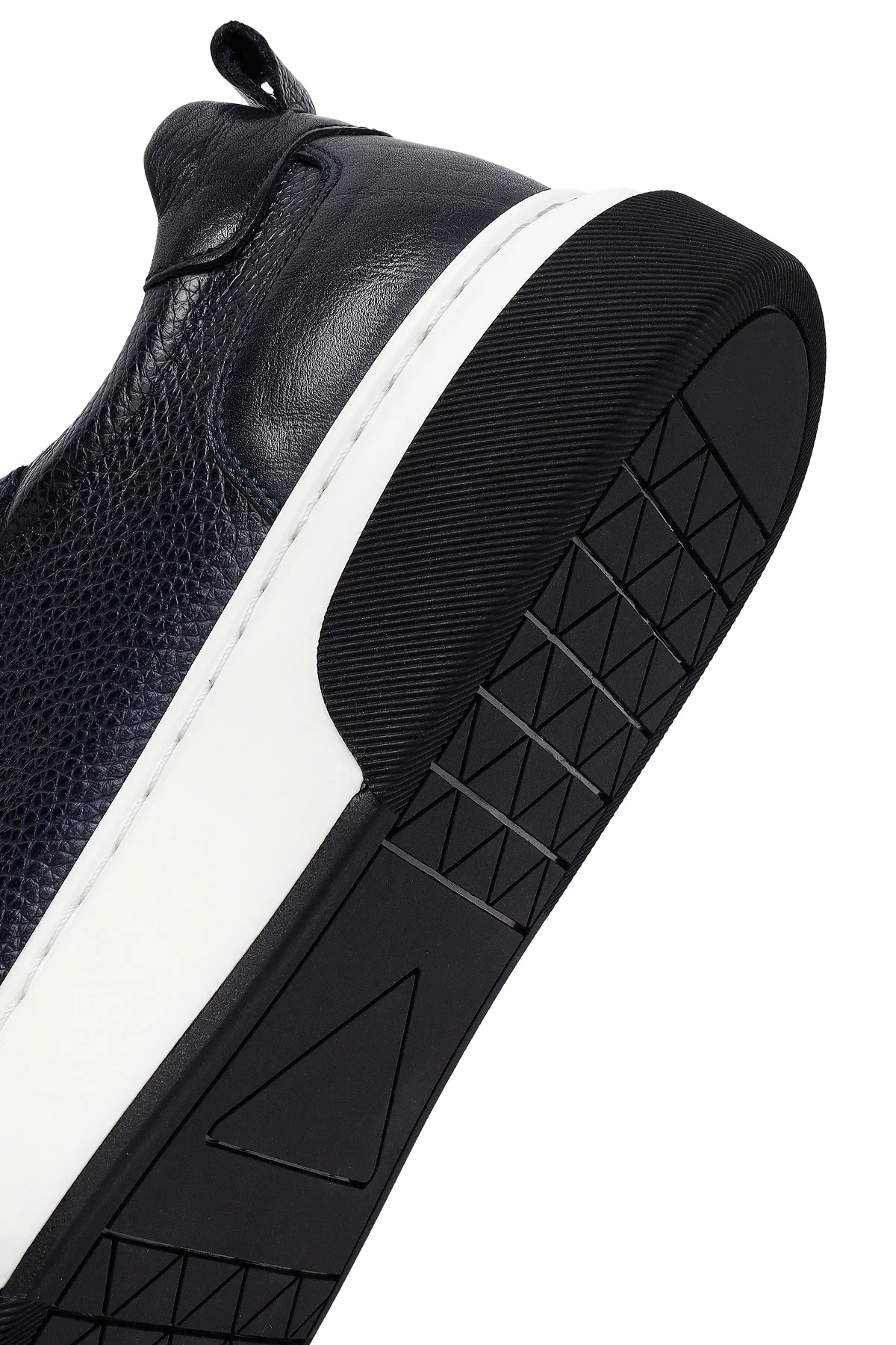 Erkek Lacivert Bağcıklı Kalın Tabanlı Deri Sneaker - Image 8