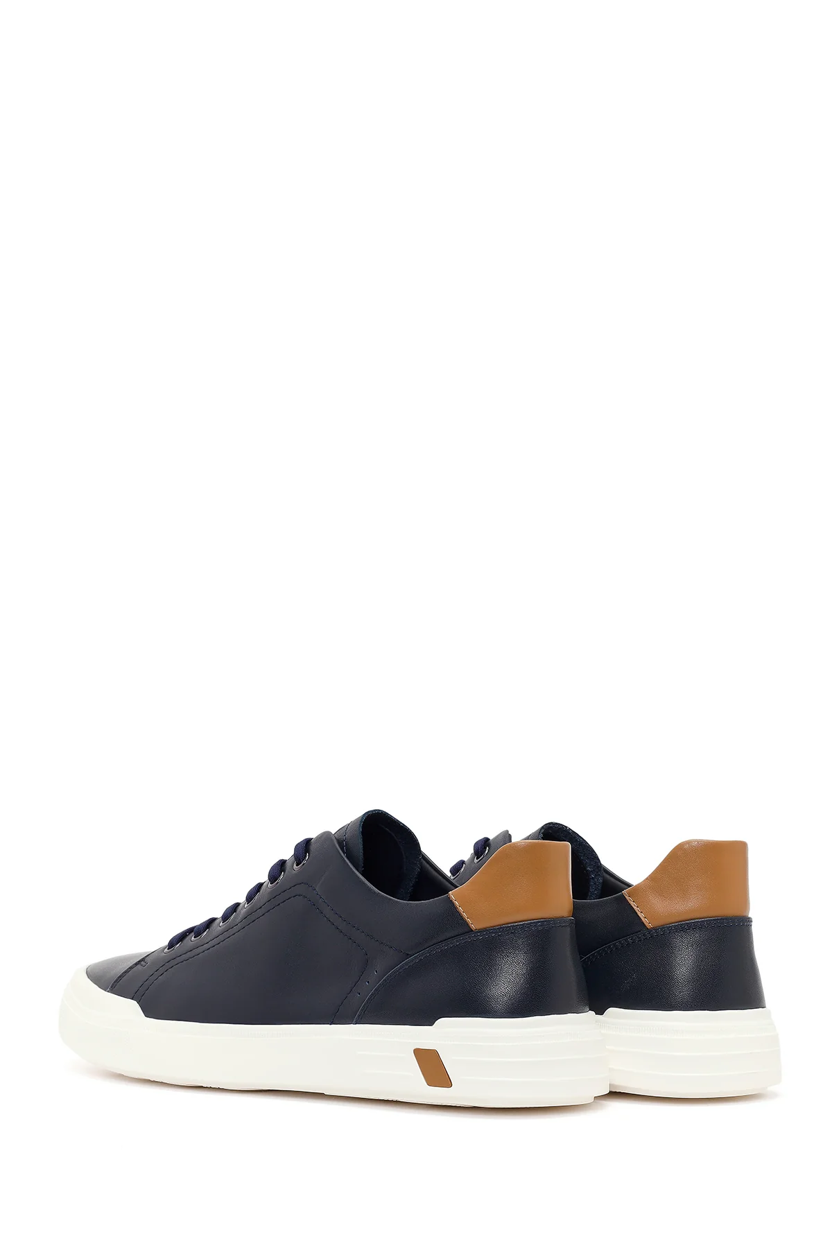 Erkek Lacivert Bağcıklı Kalın Tabanlı Deri Sneaker - Image 6