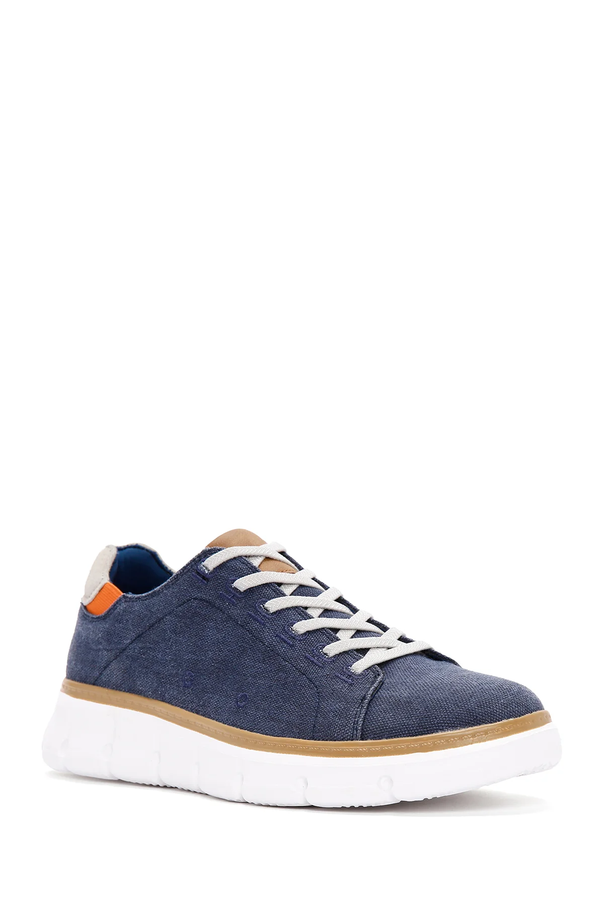 Erkek Lacivert Bağcıklı Kalın Tabanlı Kumaş Sneaker - Image 6