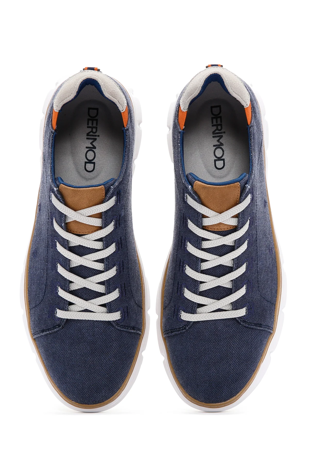 Erkek Lacivert Bağcıklı Kalın Tabanlı Kumaş Sneaker - Image 7