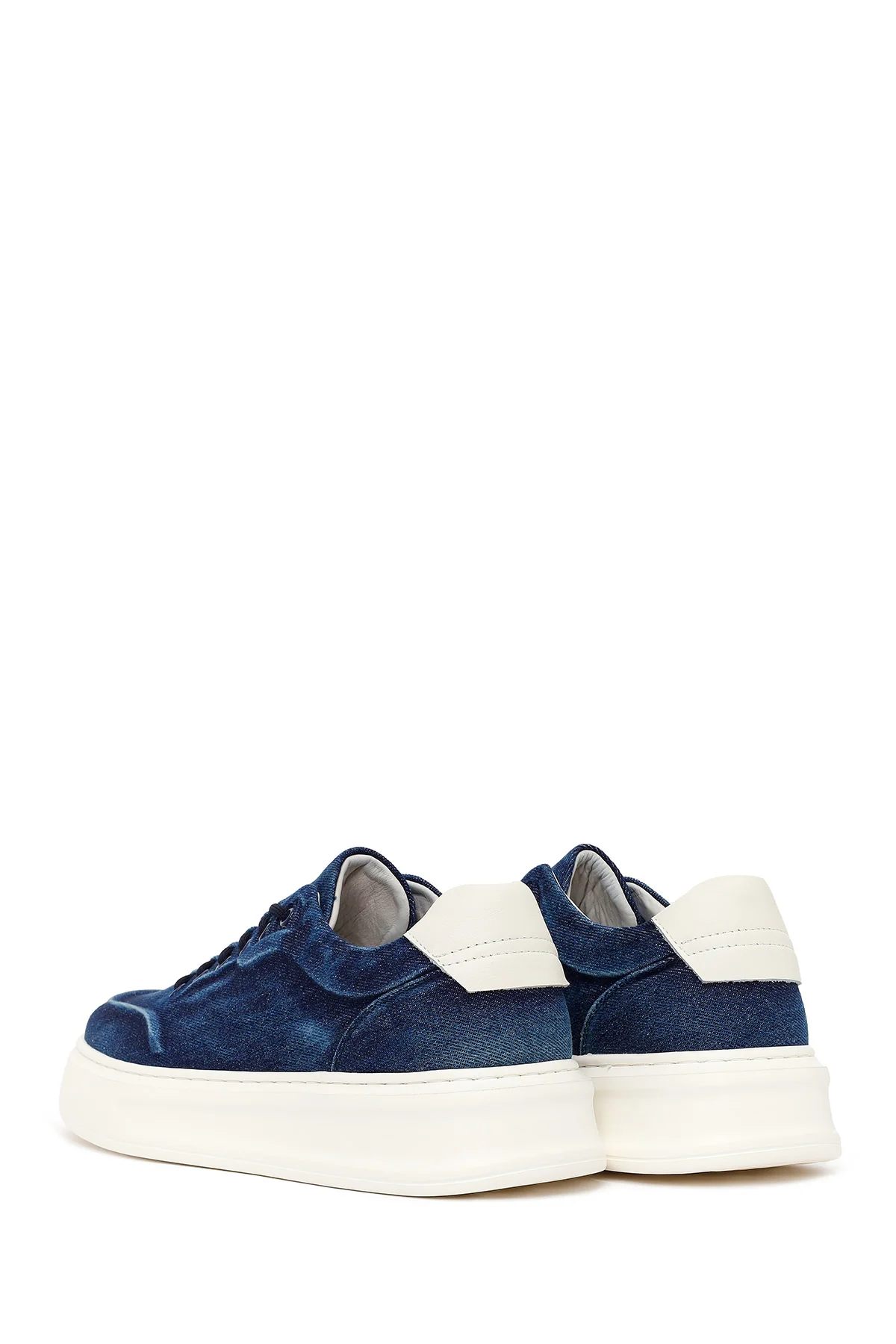 Erkek Lacivert Bağcıklı Kalın Tabanlı Kumaş Sneaker - Image 7