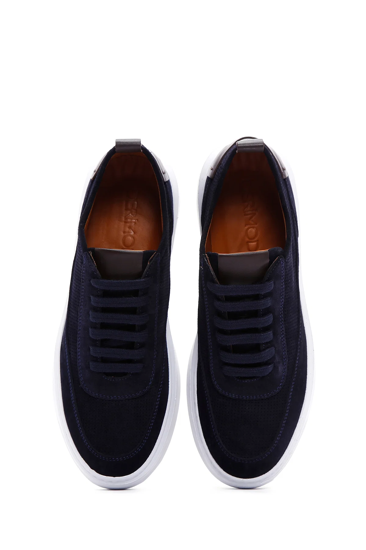 Erkek Lacivert Bağcıklı Kalın Tabanlı Süet Deri Sneaker - Image 6