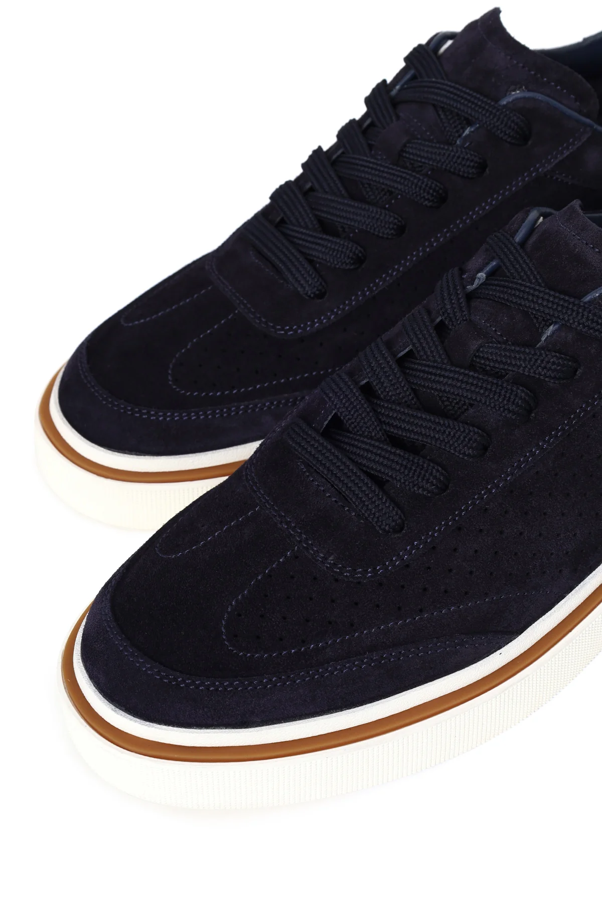 Erkek Lacivert Bağcıklı Kalın Tabanlı Süet Deri Sneaker - Image 11