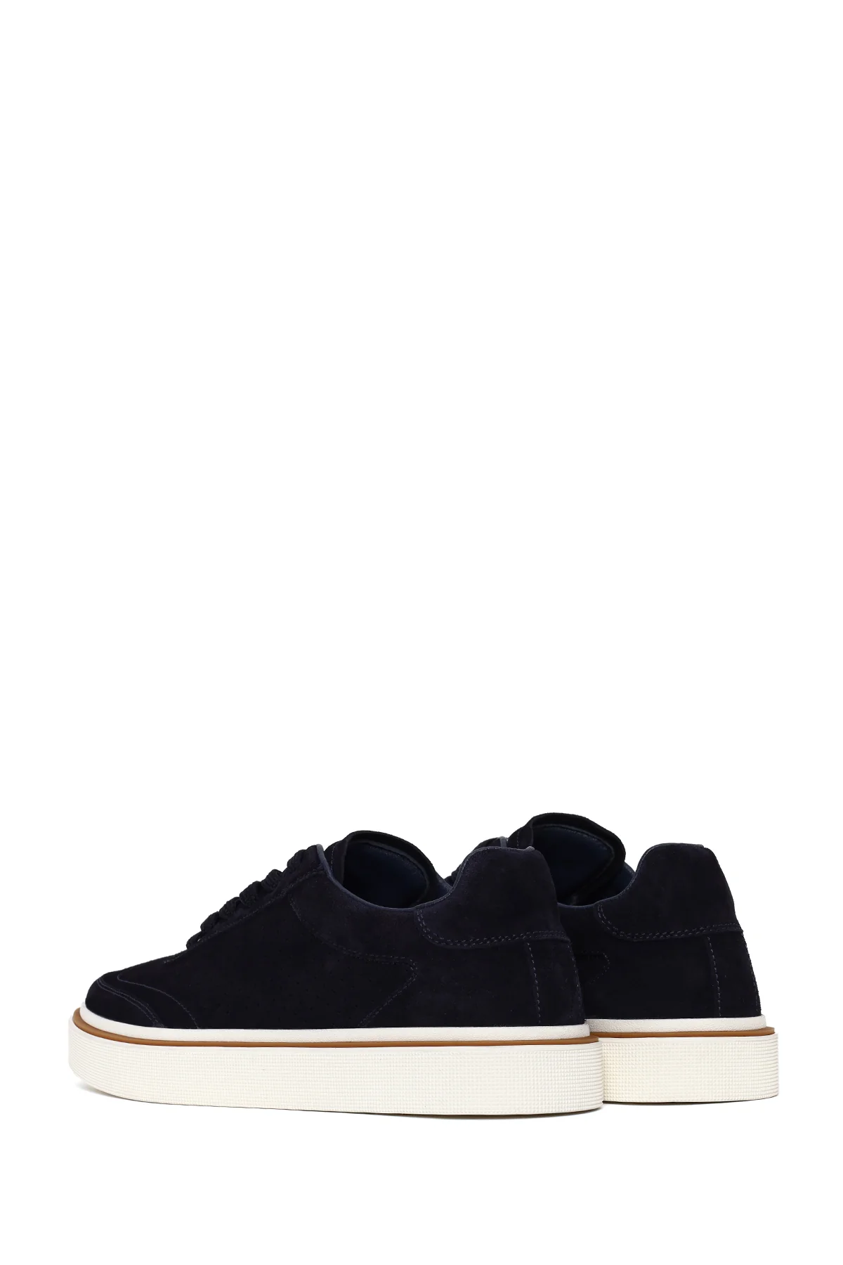 Erkek Lacivert Bağcıklı Kalın Tabanlı Süet Deri Sneaker - Image 6