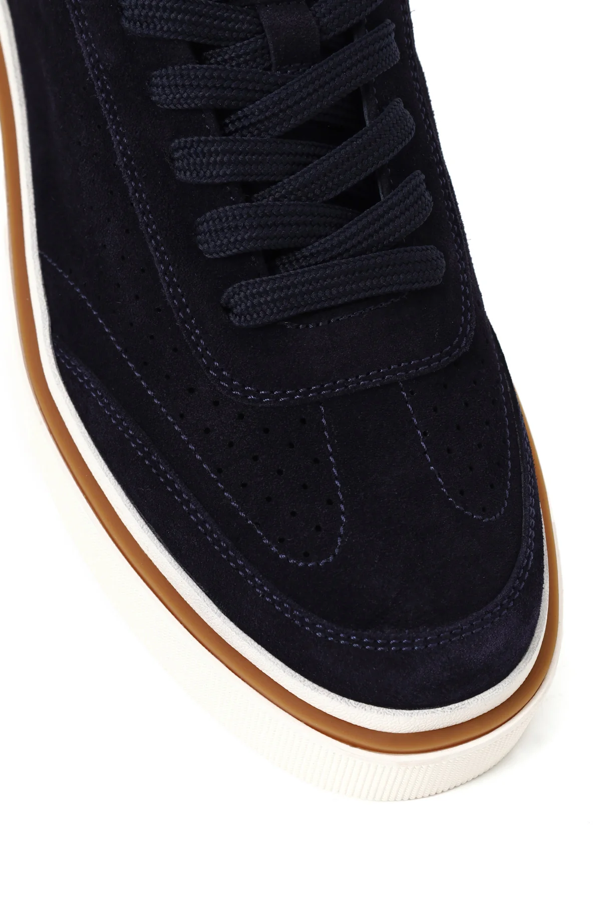 Erkek Lacivert Bağcıklı Kalın Tabanlı Süet Deri Sneaker - Image 9