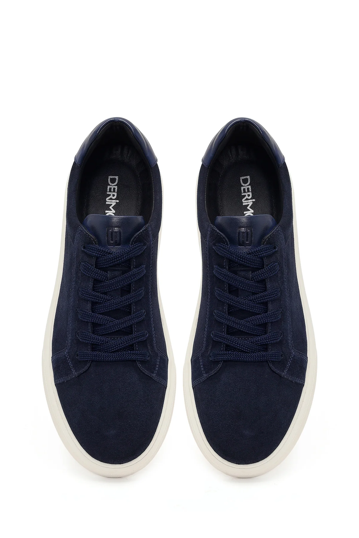 Erkek Lacivert Bağcıklı Kalın Tabanlı Süet Deri Sneaker - Image 5