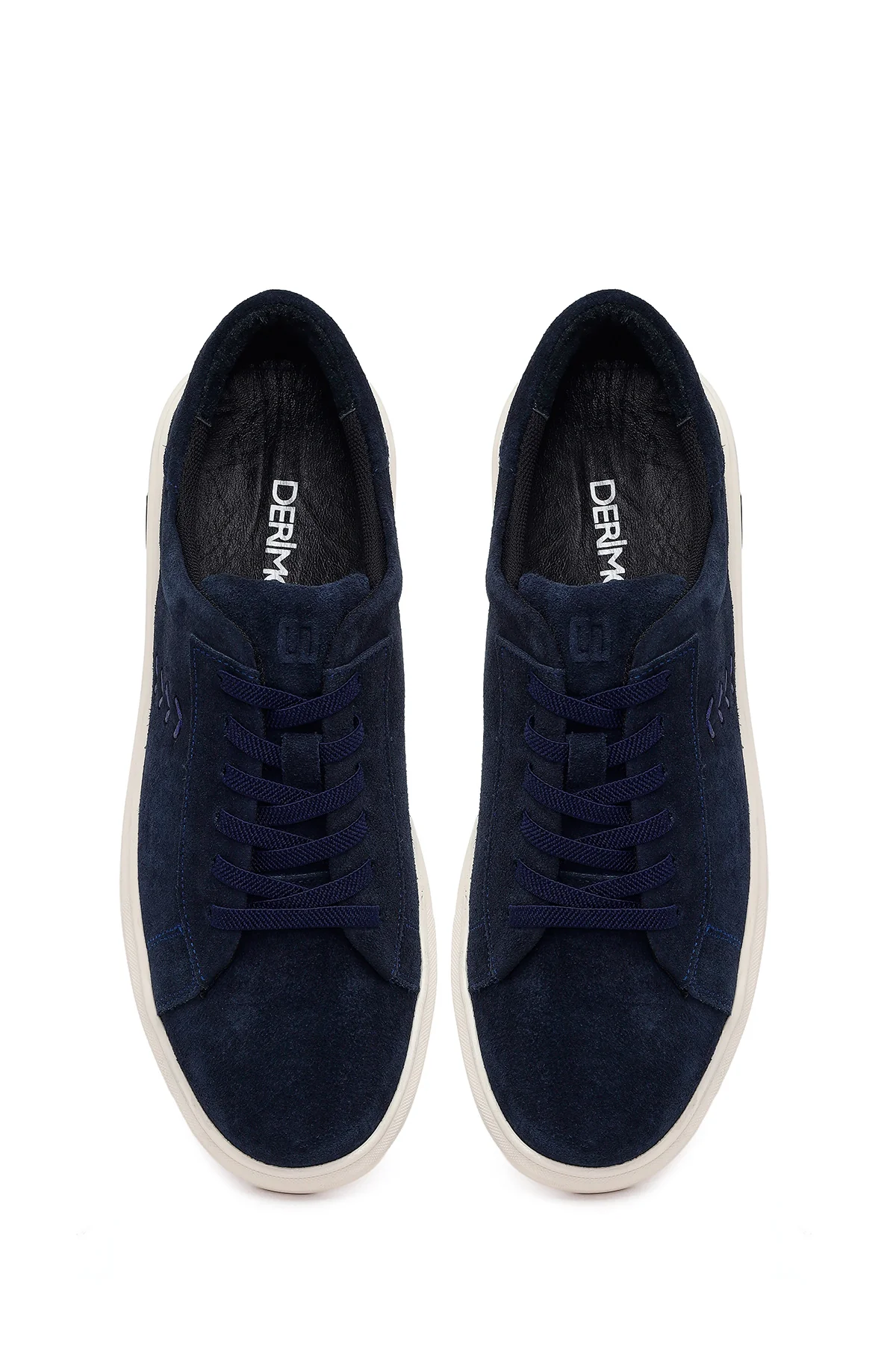 Erkek Lacivert Bağcıklı Kalın Tabanlı Süet Deri Sneaker - Image 4