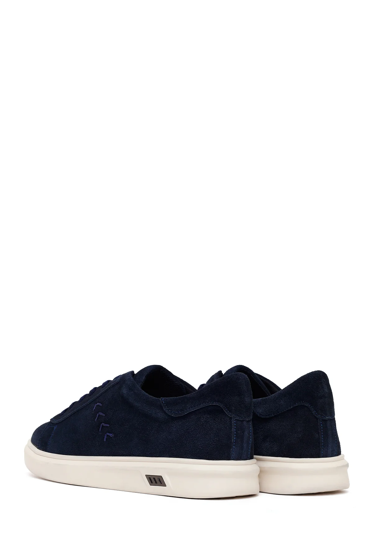 Erkek Lacivert Bağcıklı Kalın Tabanlı Süet Deri Sneaker - Image 6