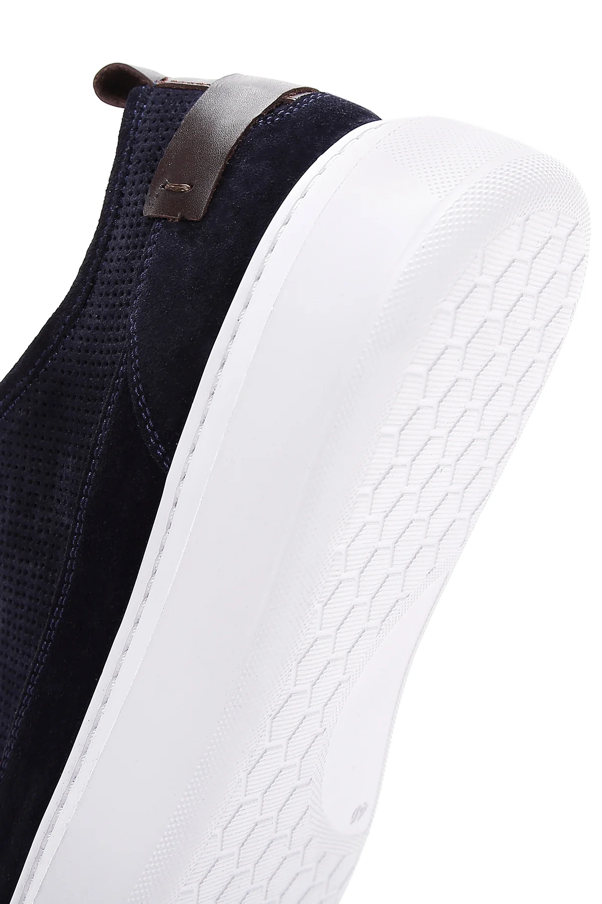 Erkek Lacivert Bağcıklı Kalın Tabanlı Süet Deri Sneaker - Image 7