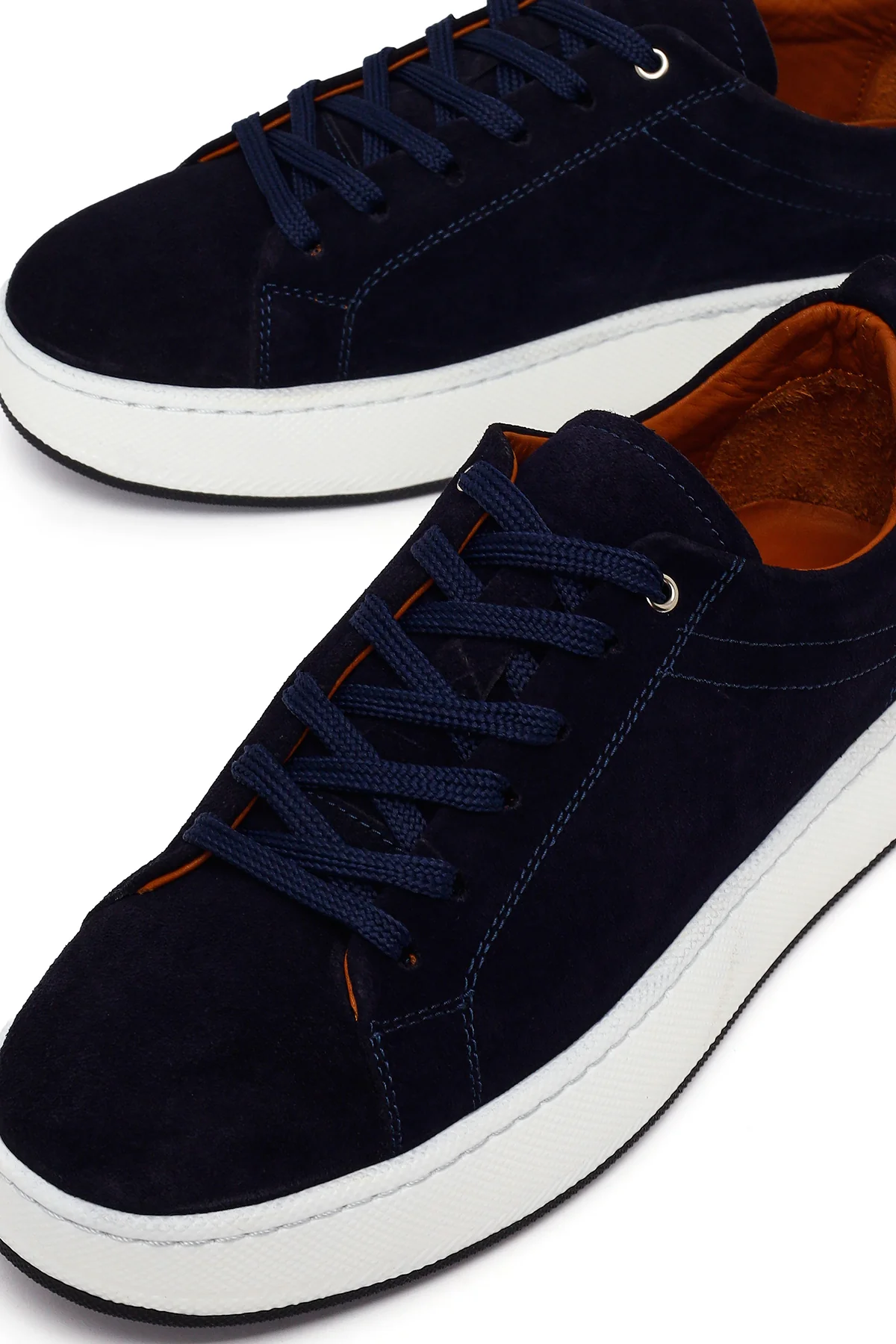Erkek Lacivert Bağcıklı Kalın Tabanlı Süet Deri Sneaker - Image 10