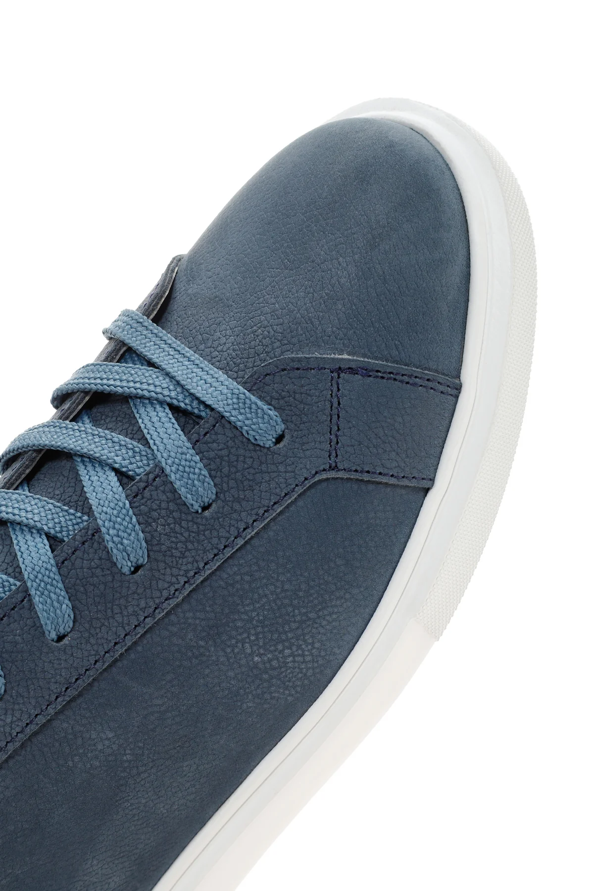 Erkek Lacivert Bağcıklı Nubuk Deri Sneaker - Image 9