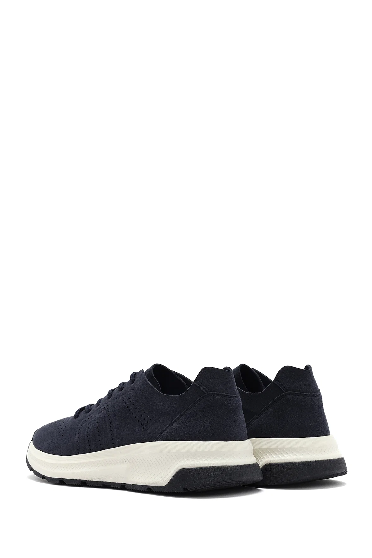 Erkek Lacivert Bağcıklı Nubuk Deri Sneaker - Image 5