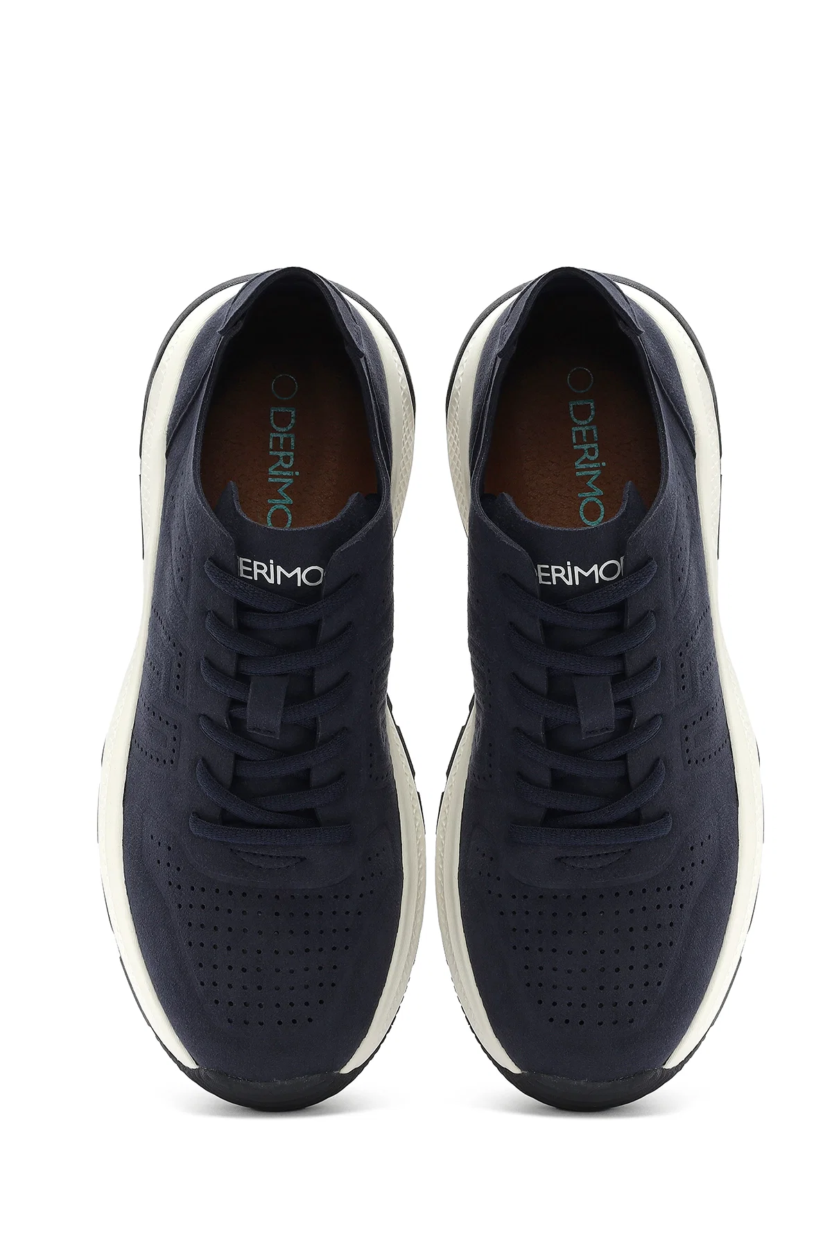 Erkek Lacivert Bağcıklı Nubuk Deri Sneaker - Image 7