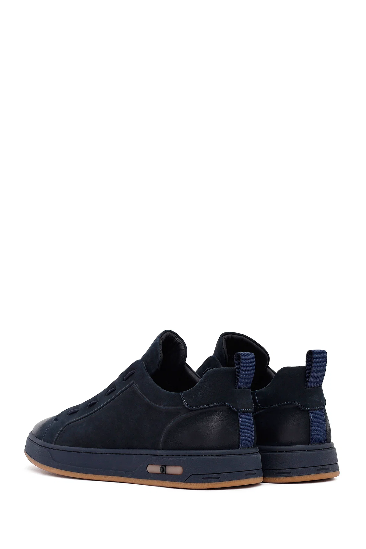Erkek Lacivert Bağcıklı Nubuk Deri Sneaker - Image 5
