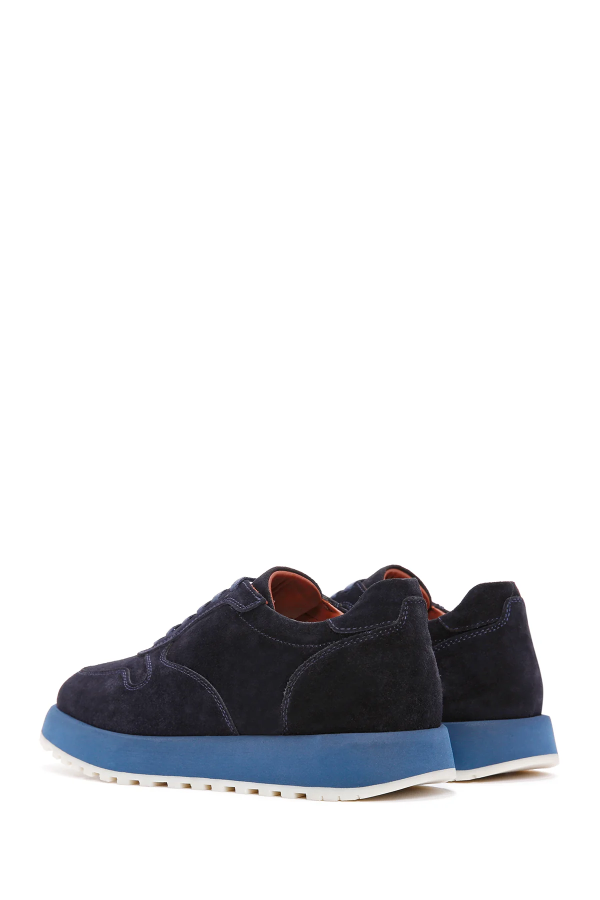 Erkek Lacivert Bağcıklı Süet Deri Casual Sneaker - Image 5