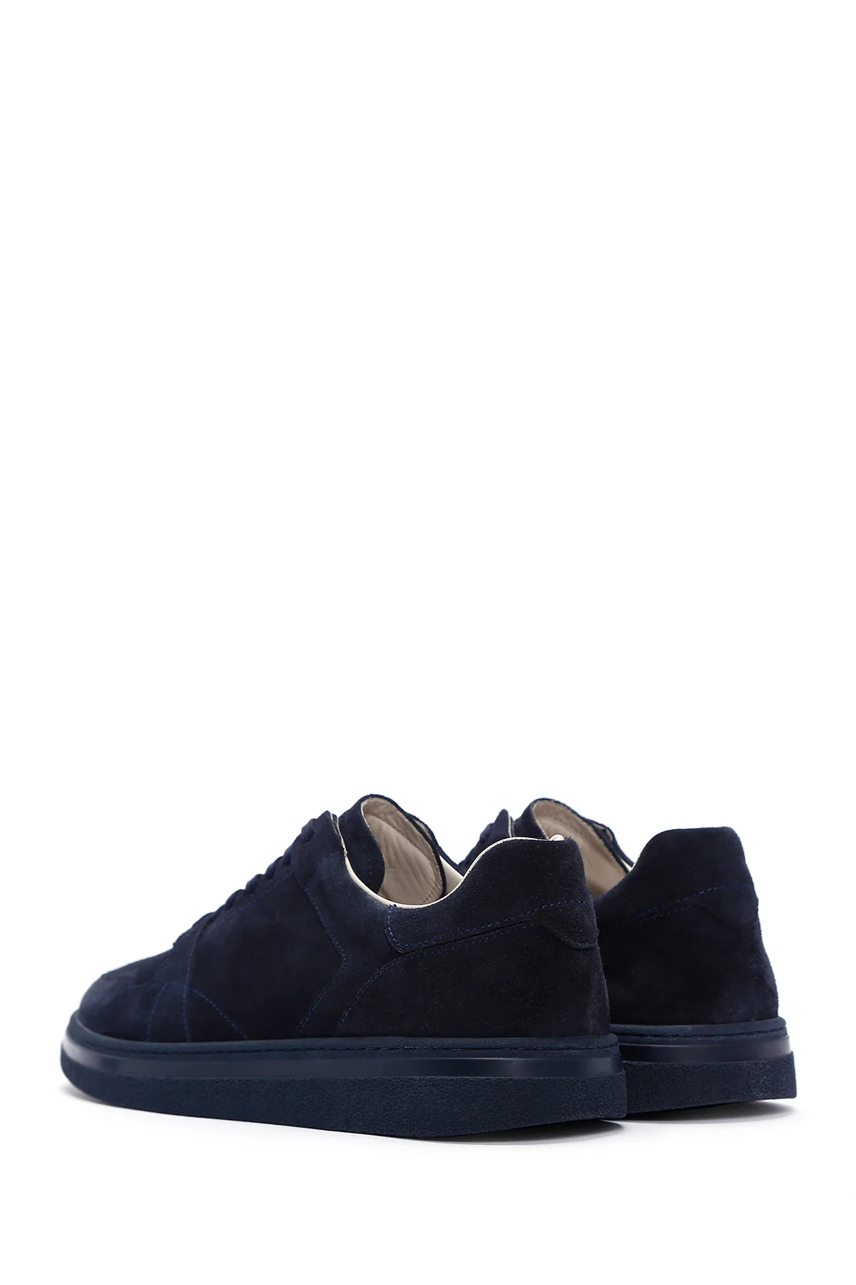 Erkek Lacivert Bağcıklı Süet Deri Sneaker - Image 5