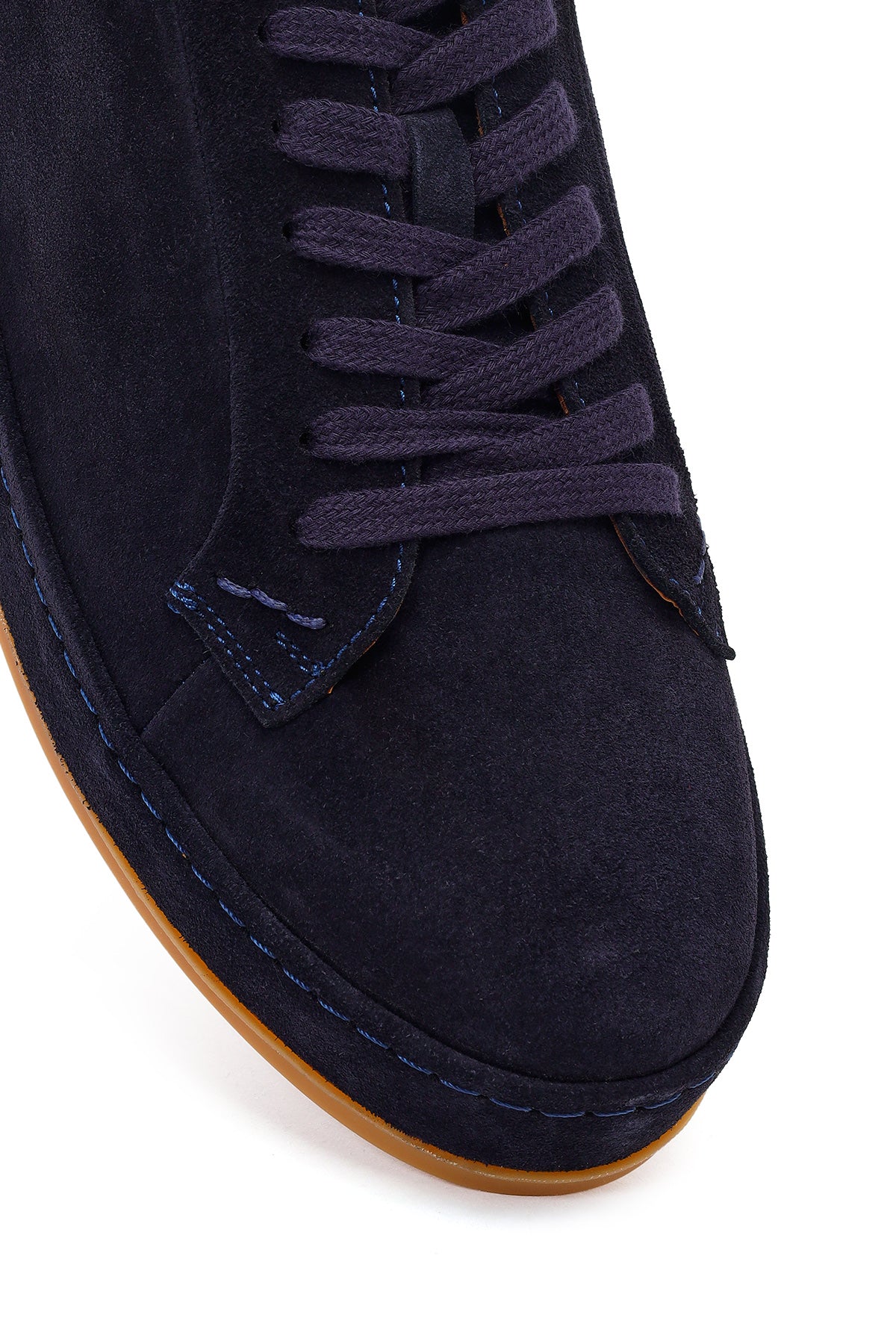 Erkek Lacivert Bağcıklı Süet Deri Sneaker - Image 9