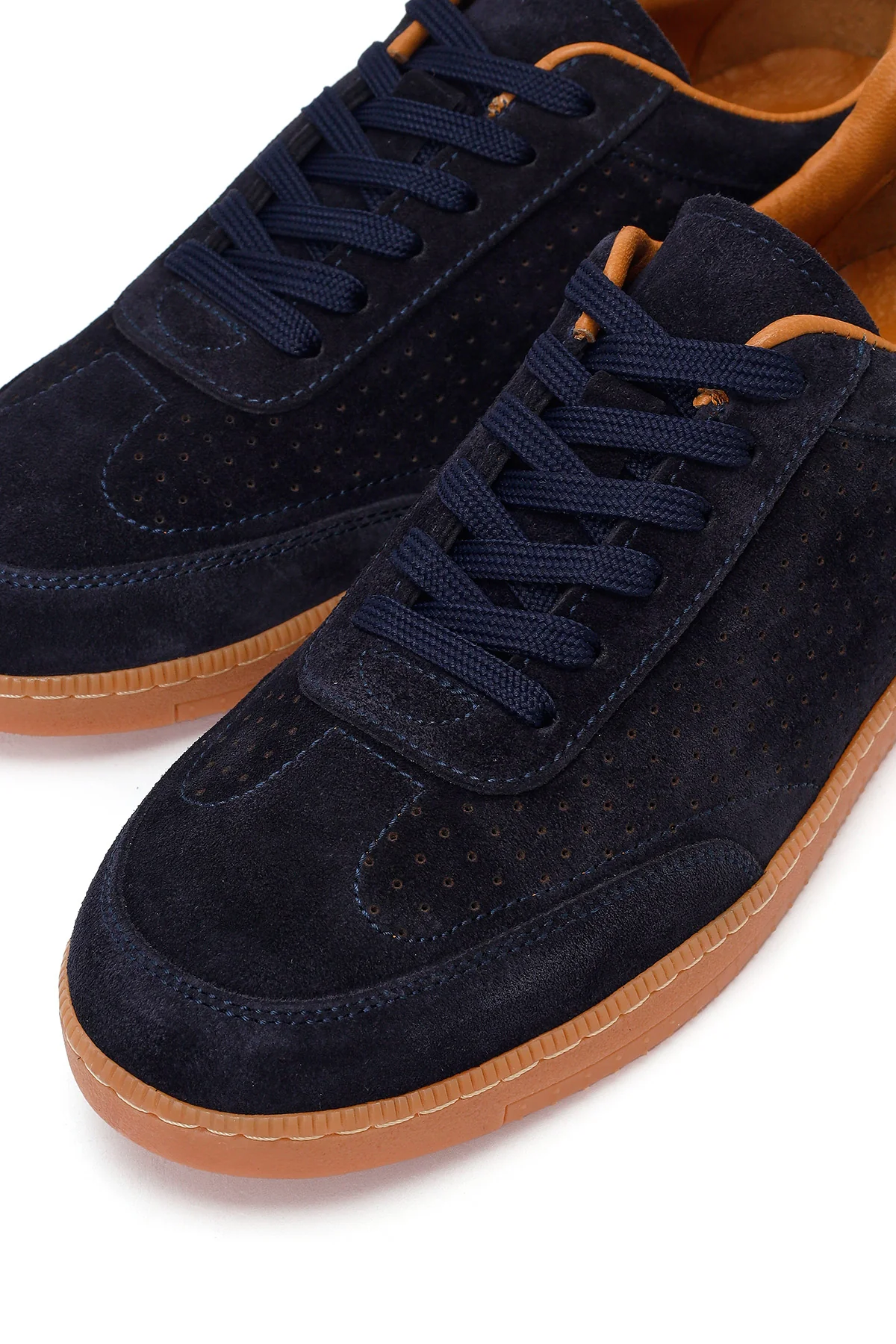 Erkek Lacivert Bağcıklı Süet Deri Sneaker - Image 11