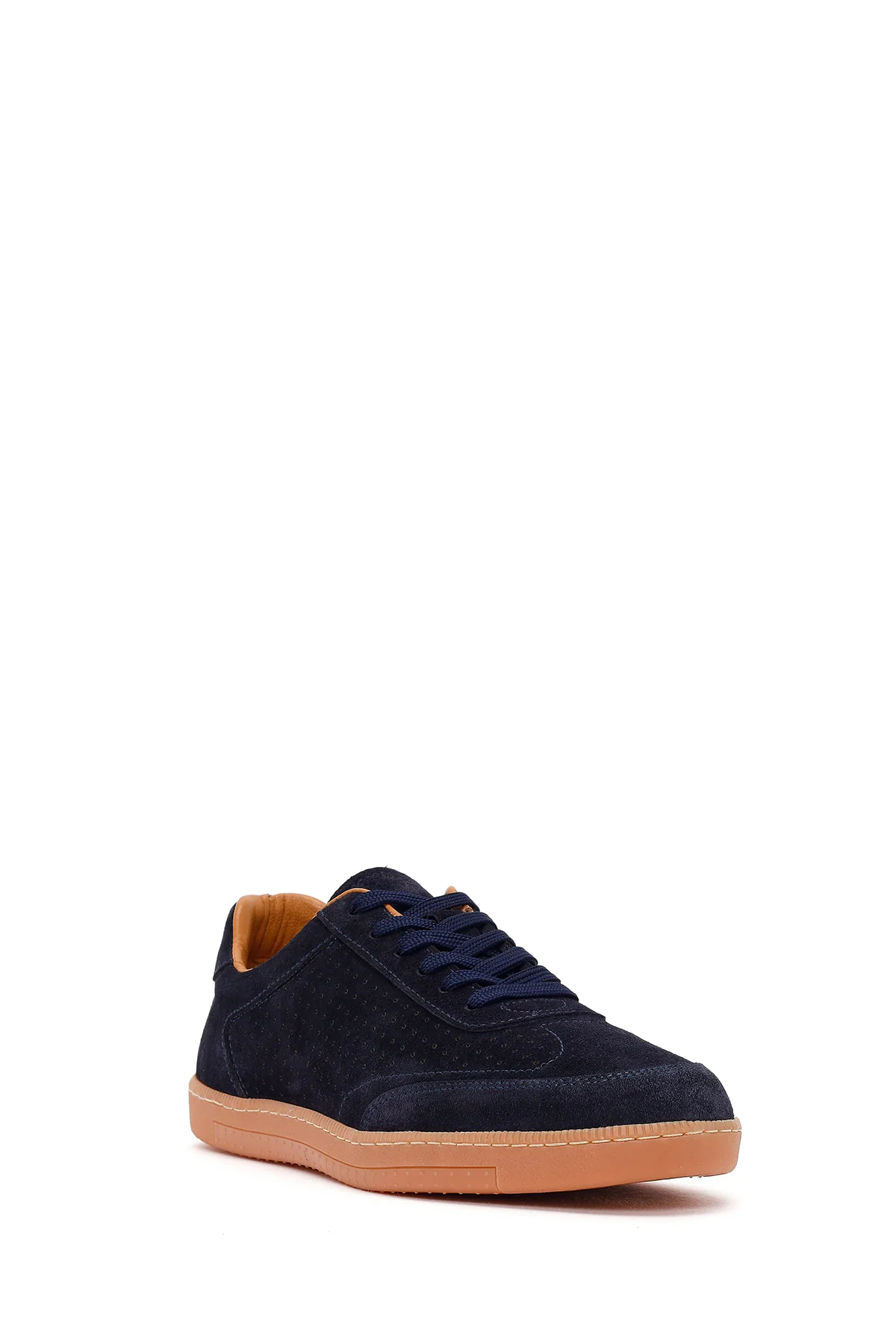 Erkek Lacivert Bağcıklı Süet Deri Sneaker - Image 8
