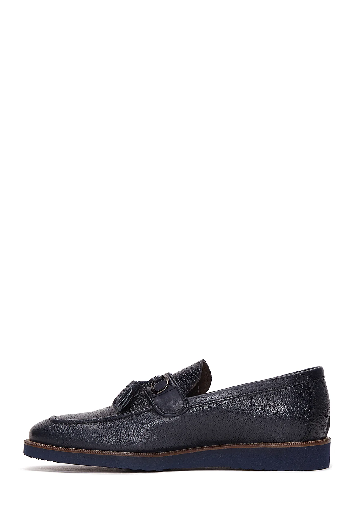 Erkek Lacivert Deri Baskılı Casual Loafer - Image 2