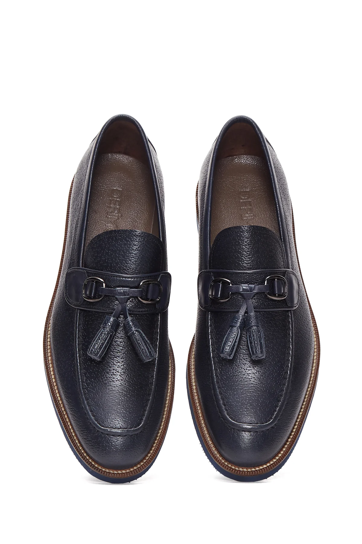 Erkek Lacivert Deri Baskılı Casual Loafer - Image 6