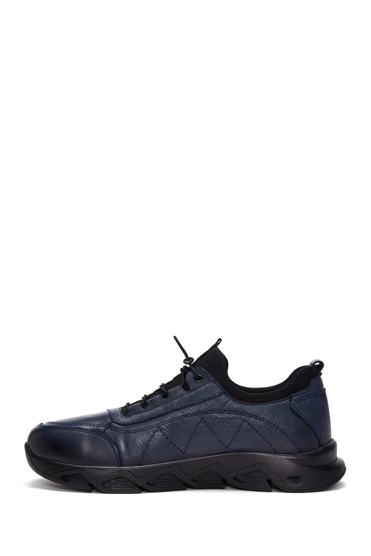 Erkek Lacivert Deri Casual Sneaker - Image 2