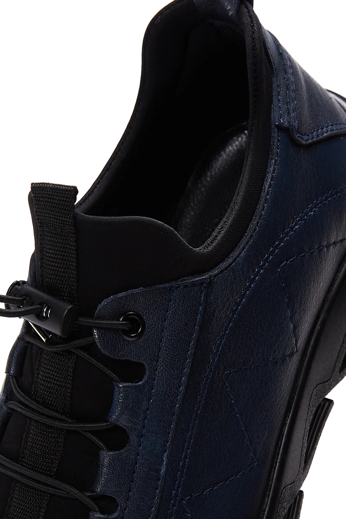 Erkek Lacivert Deri Casual Sneaker - Image 9