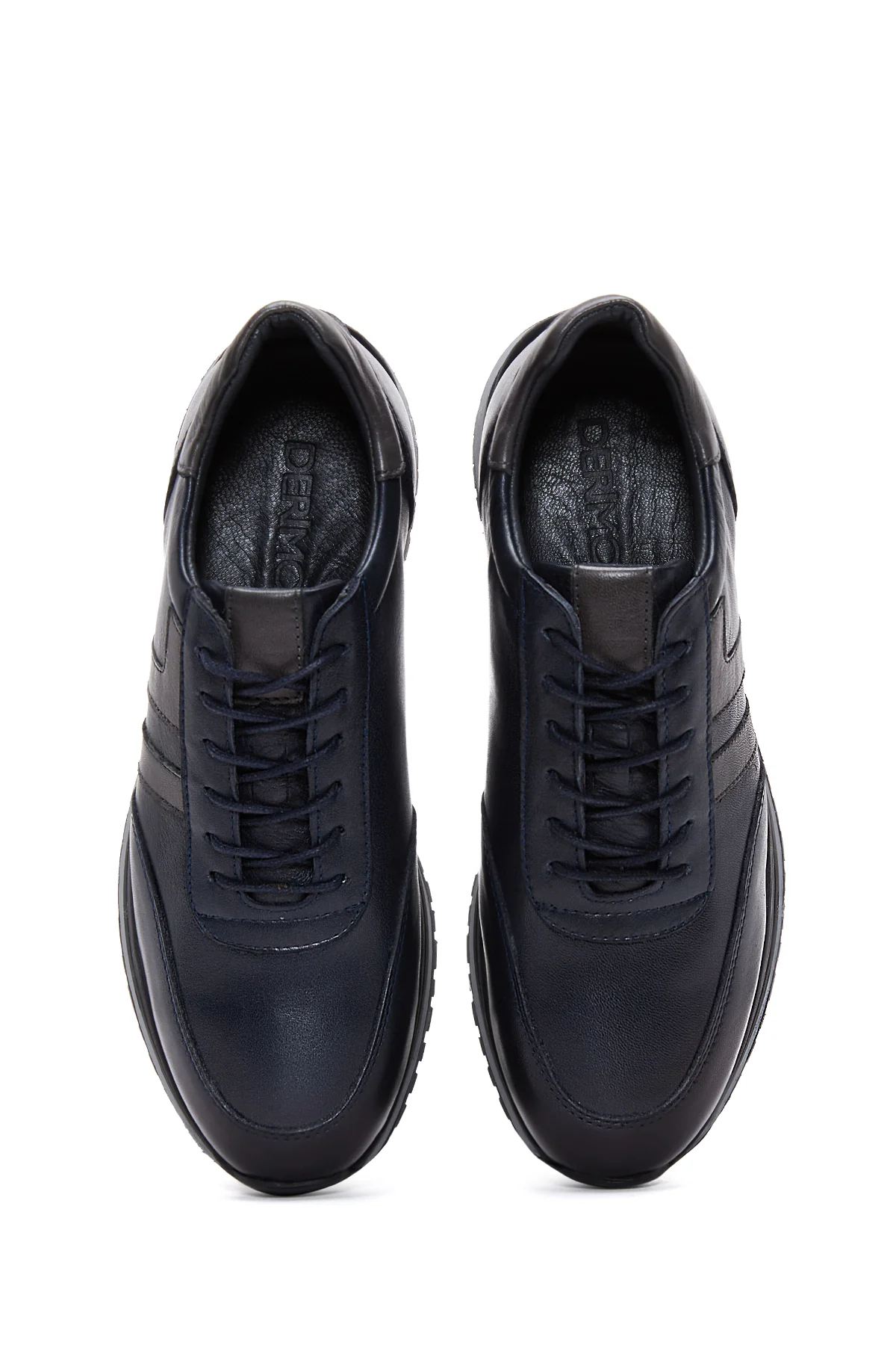 Erkek Lacivert Deri Casual Sneaker - Image 5