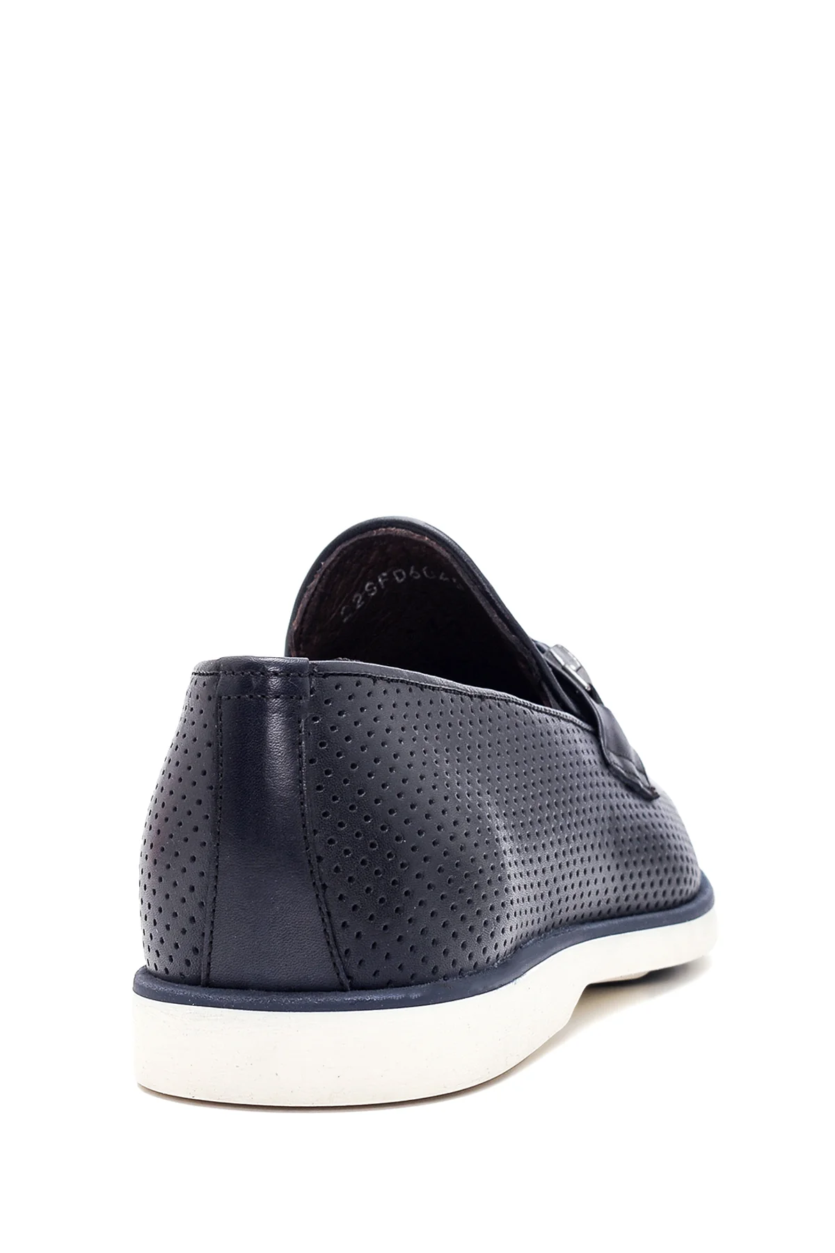 Erkek Lacivert Deri Delikli Casual Loafer - Image 5