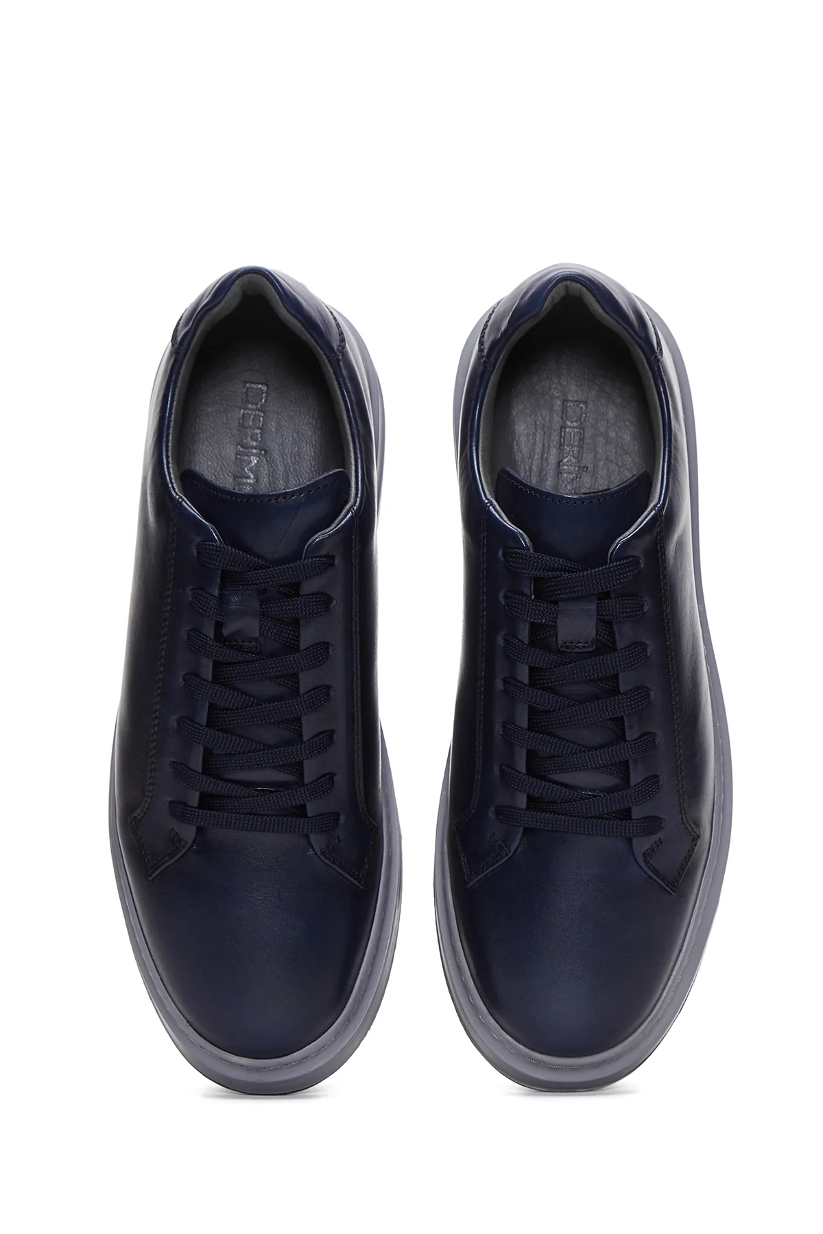 Erkek Lacivert Deri Kalın Tabanlı Sneaker - Image 6