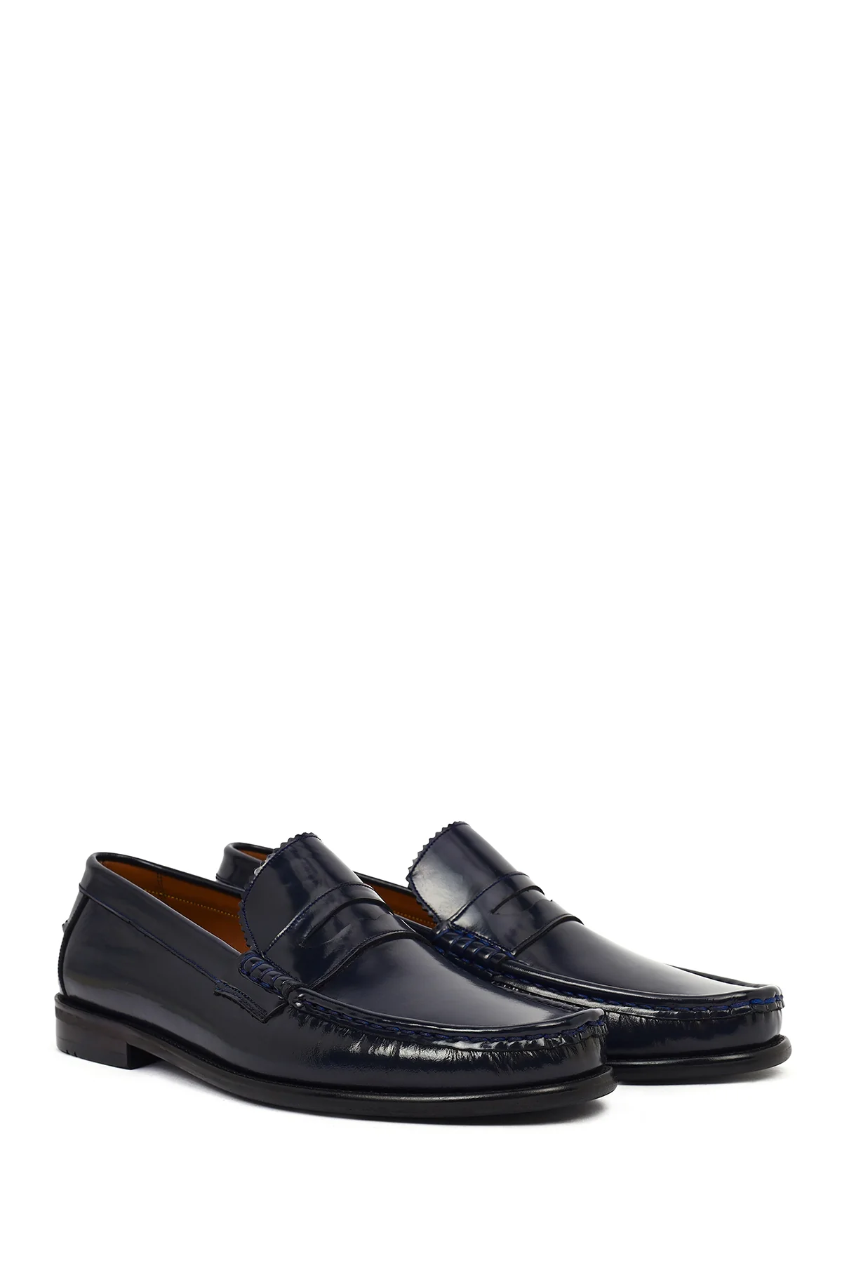 Erkek Lacivert Deri Klasik Loafer - Image 2