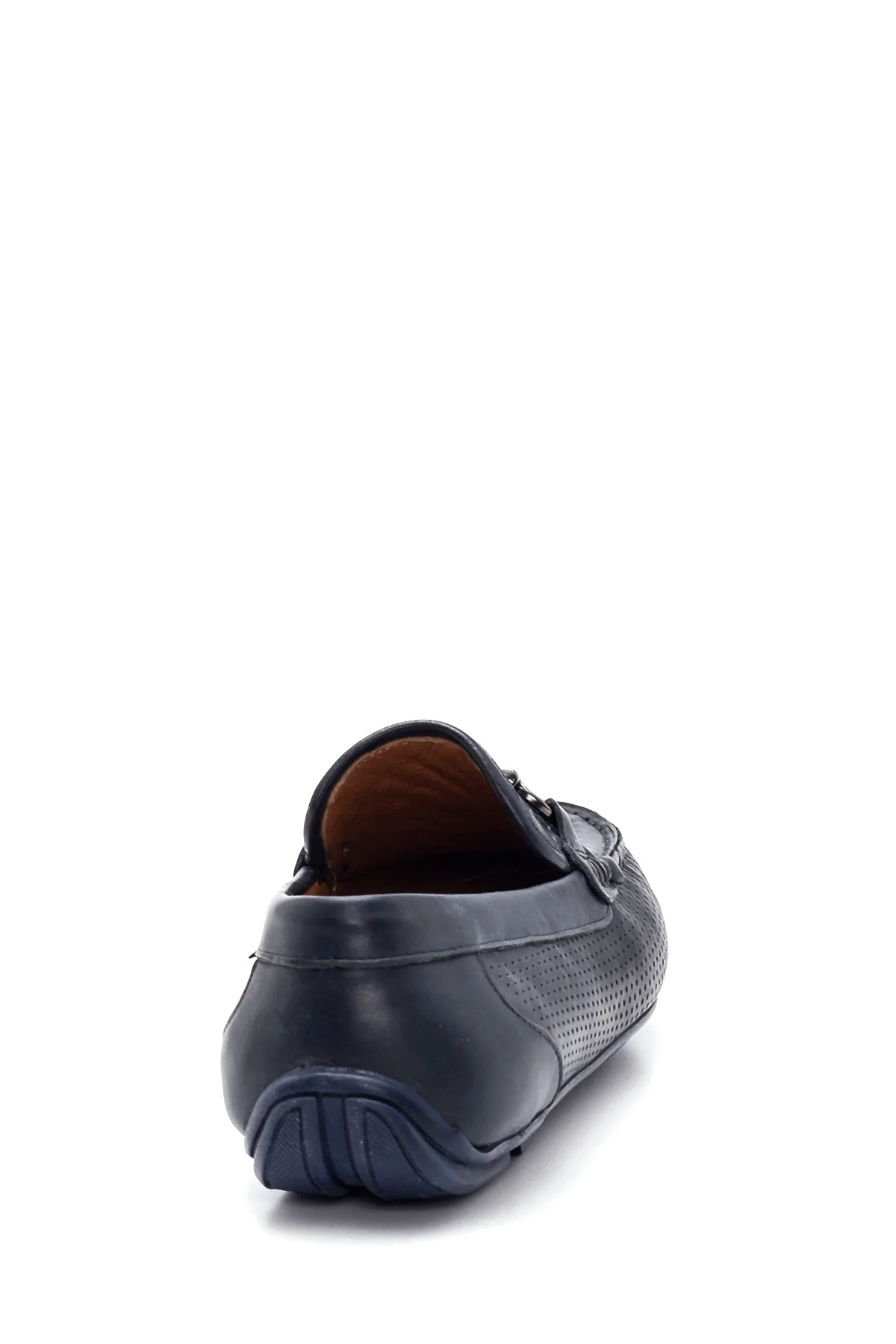 Erkek Lacivert Deri Örgülü Casual Loafer - Image 5