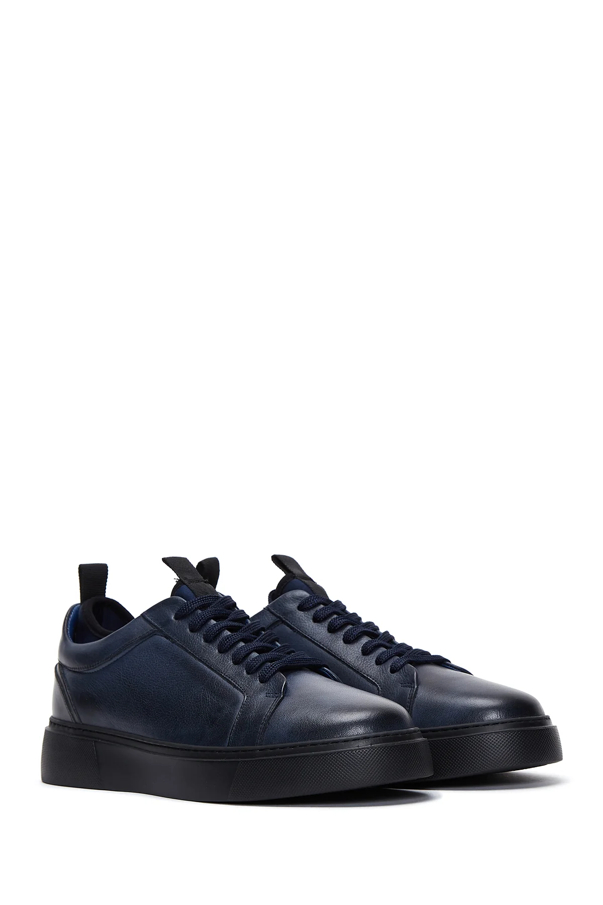 Erkek Lacivert Deri Sneaker - Image 3